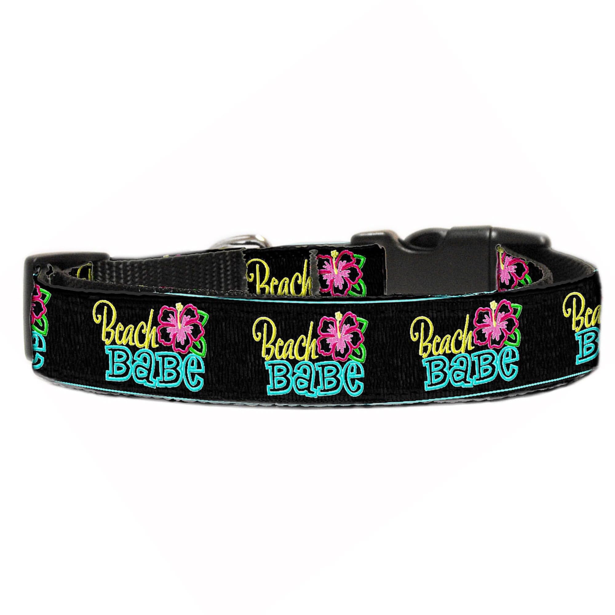 Pet Dog & Cat Nylon Collar or Leash, "Beach Babe" MD Collar