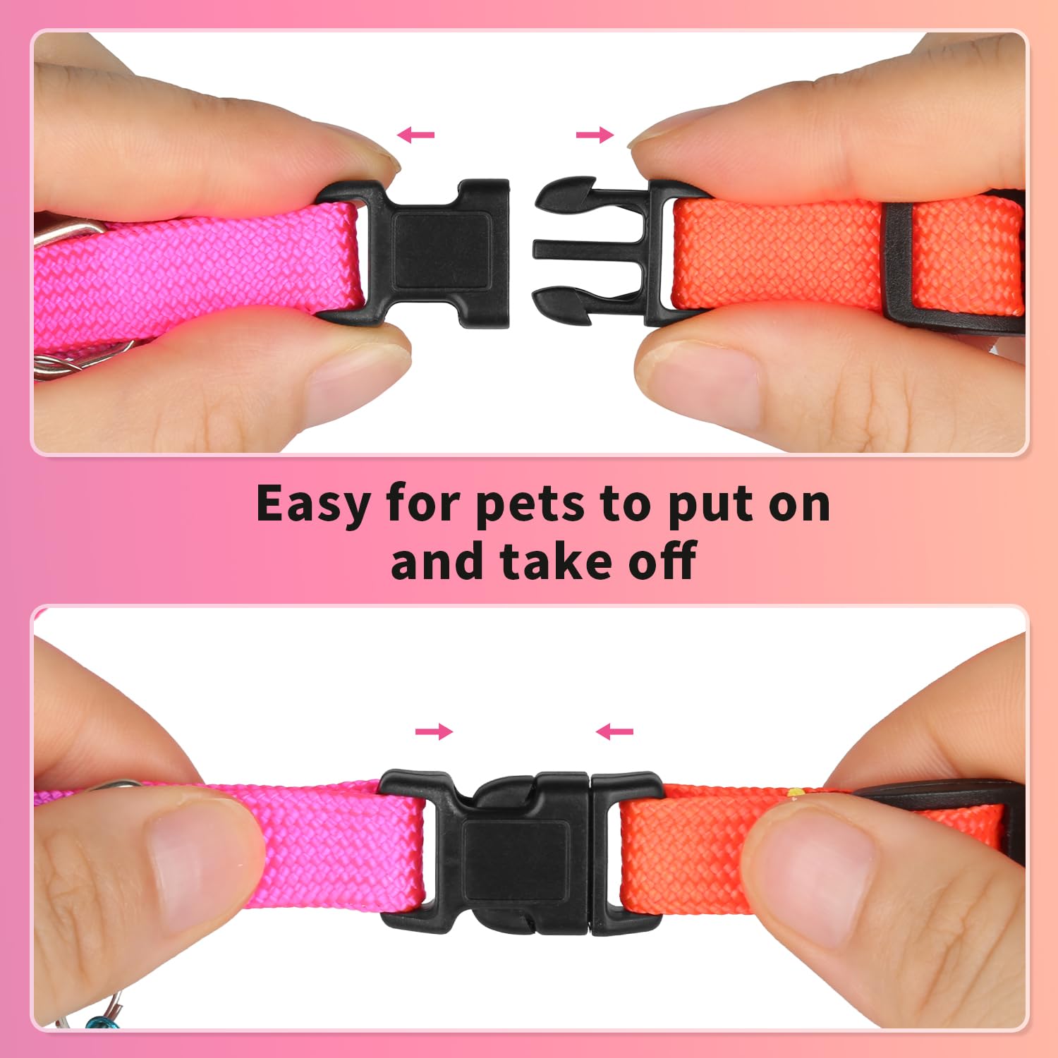 Hypeety Cat Dog Collar Personalized Adjustable Colorful Rainbow with Bell 12 Pcs Cat Collars (12PCS/Pack)