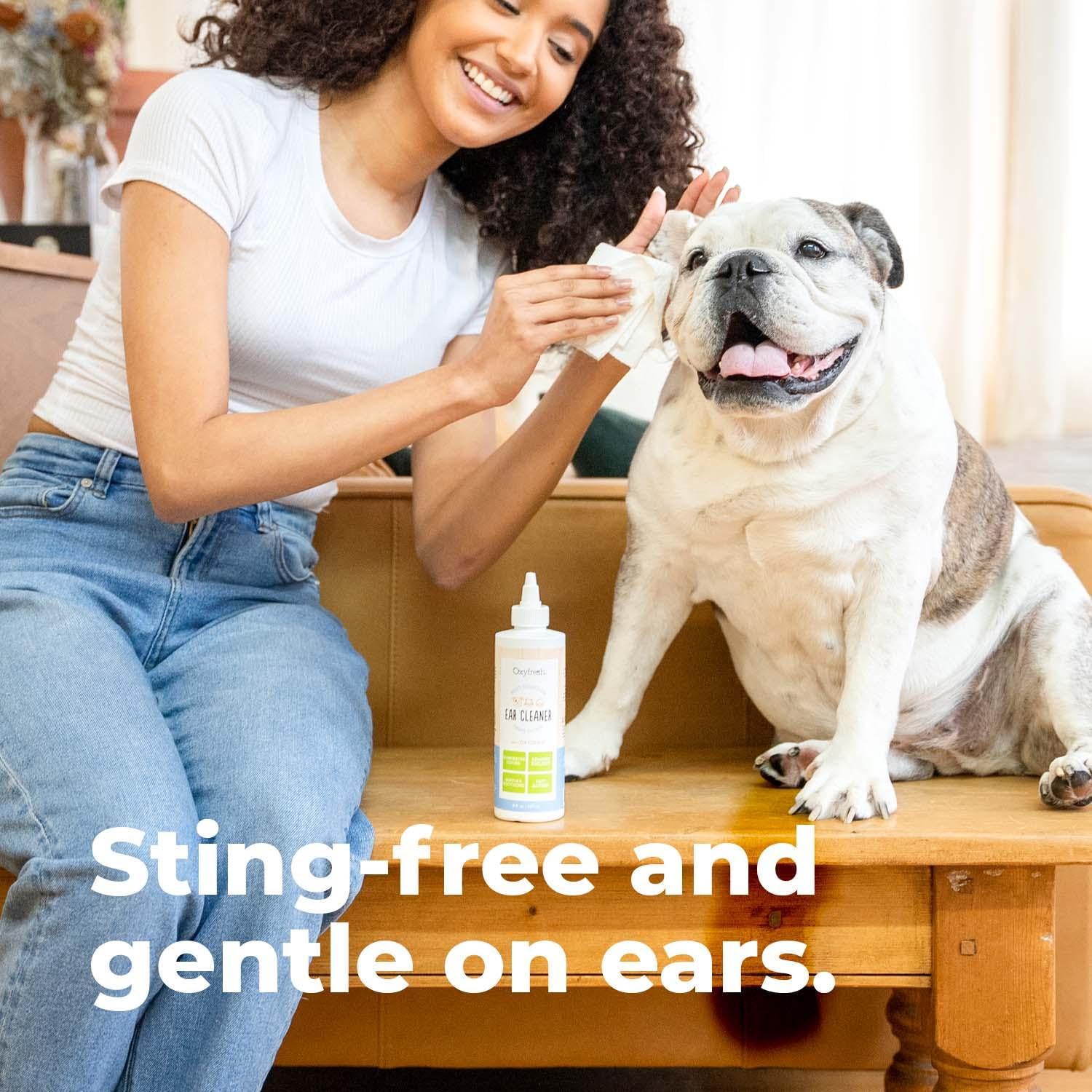 Oxyfresh Advanced Pet Ear Cleaner - Best Dog Ear Cleaner Solution - Helps With Yeast, Wax, Dirt & Itchy Ear Canal - Cleaning, Soothing, & Sting-Free Dog Ear Wash & Cat Ear Cleaner 8Oz