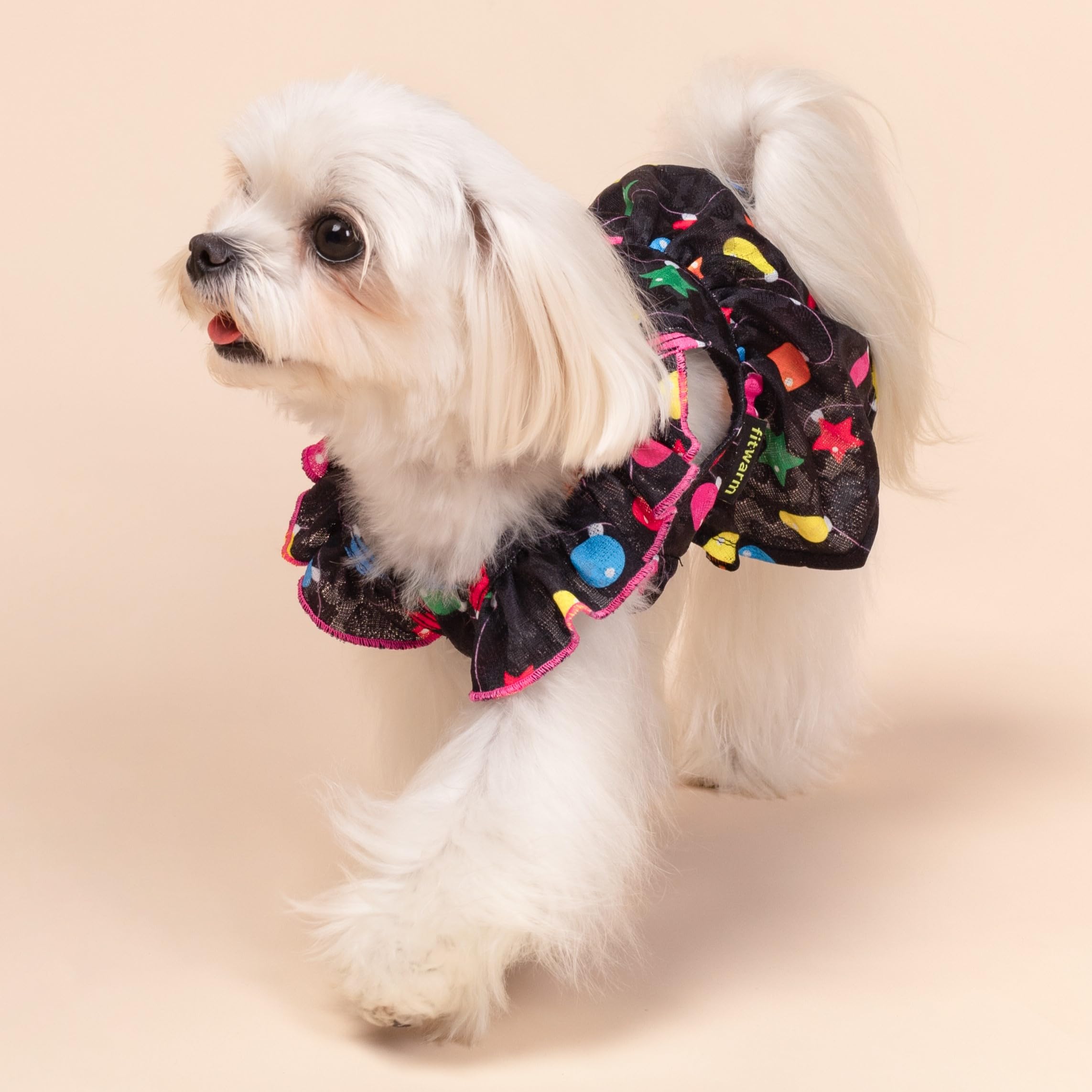 Fitwarm Christmas Light Dog Dress, Cute Dog Christmas Outfit, Doggy Clothes for Small Dogs Girl, Pet Apparel, Black, Pink, Red,