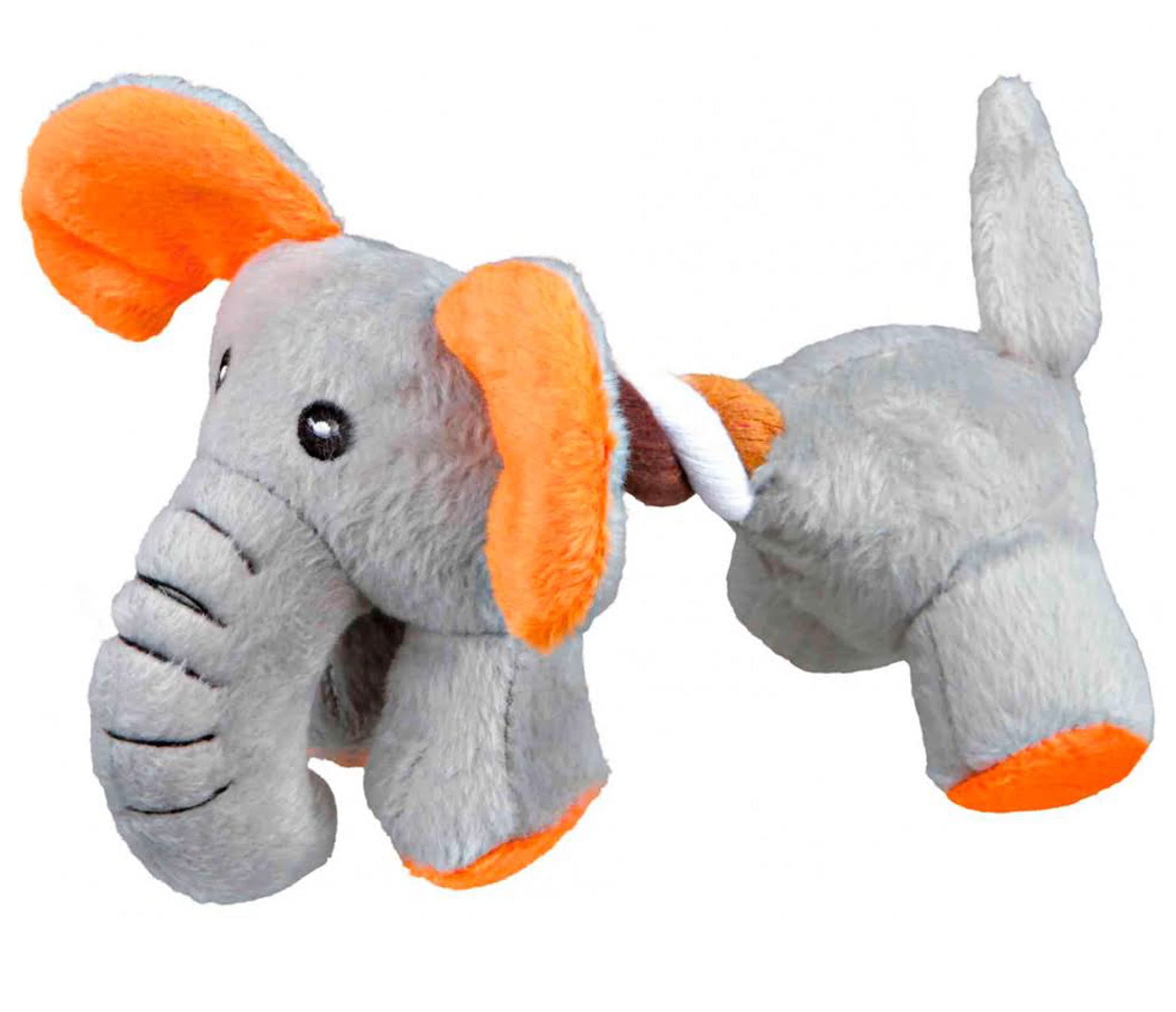 For The Fur Kids Trixie Plush Animal With Rope Dog Toy: Squeaky Dog Toy (Elephant)