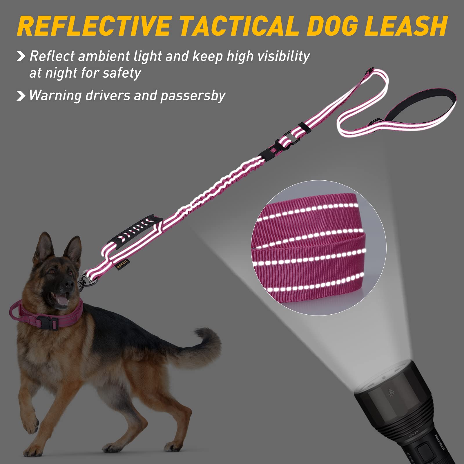 Heavy Duty Dog Leash, Reflective Dog Leashes With Car Seat Belt And Soft Padded Handle, 6Ft Strong Dog Leash For Training, No Pu