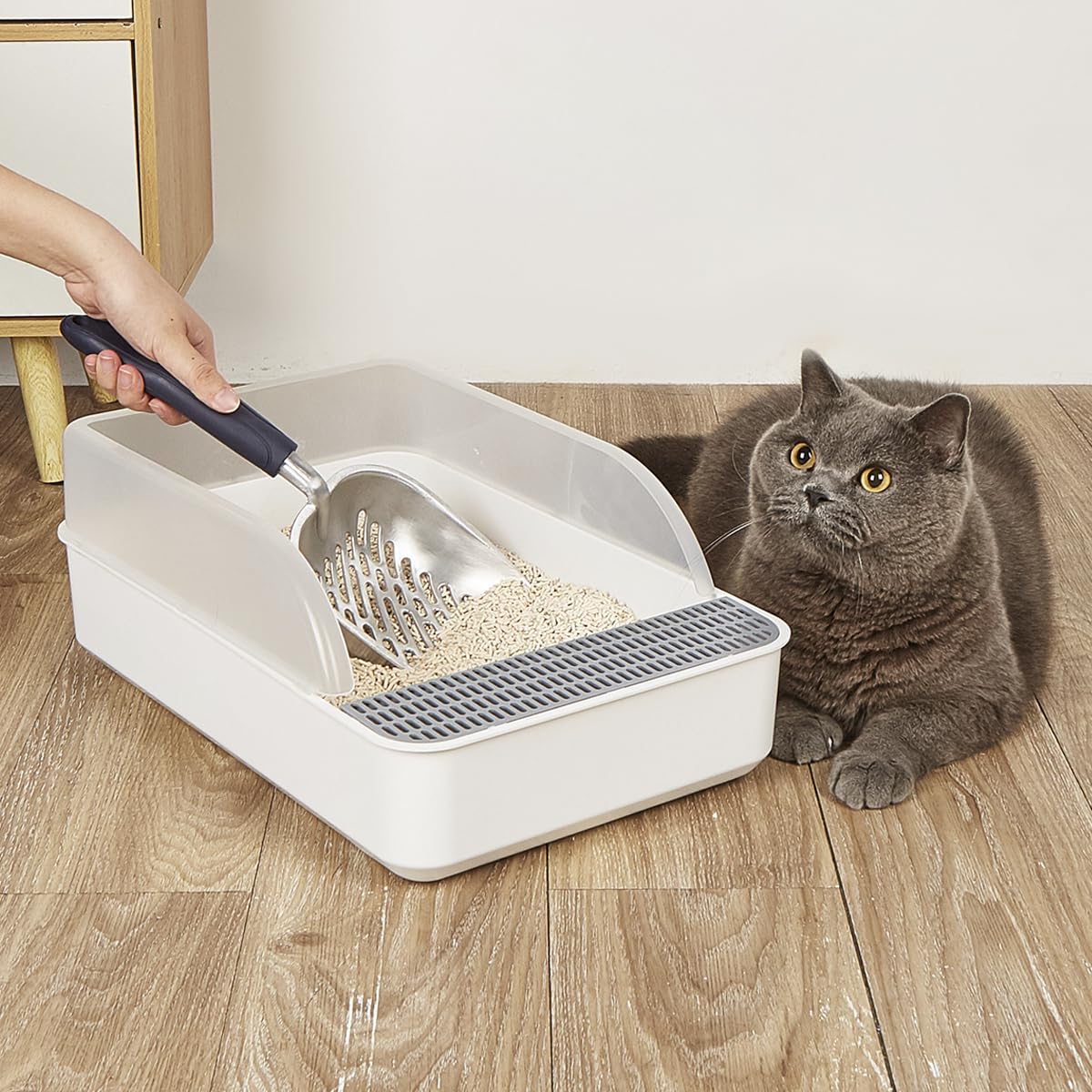 Chi-Buy Navy Blue Metal Cat Litter Scoop Durable Aluminum Screen Cat Litter Shovel Kitten Poop Scooper