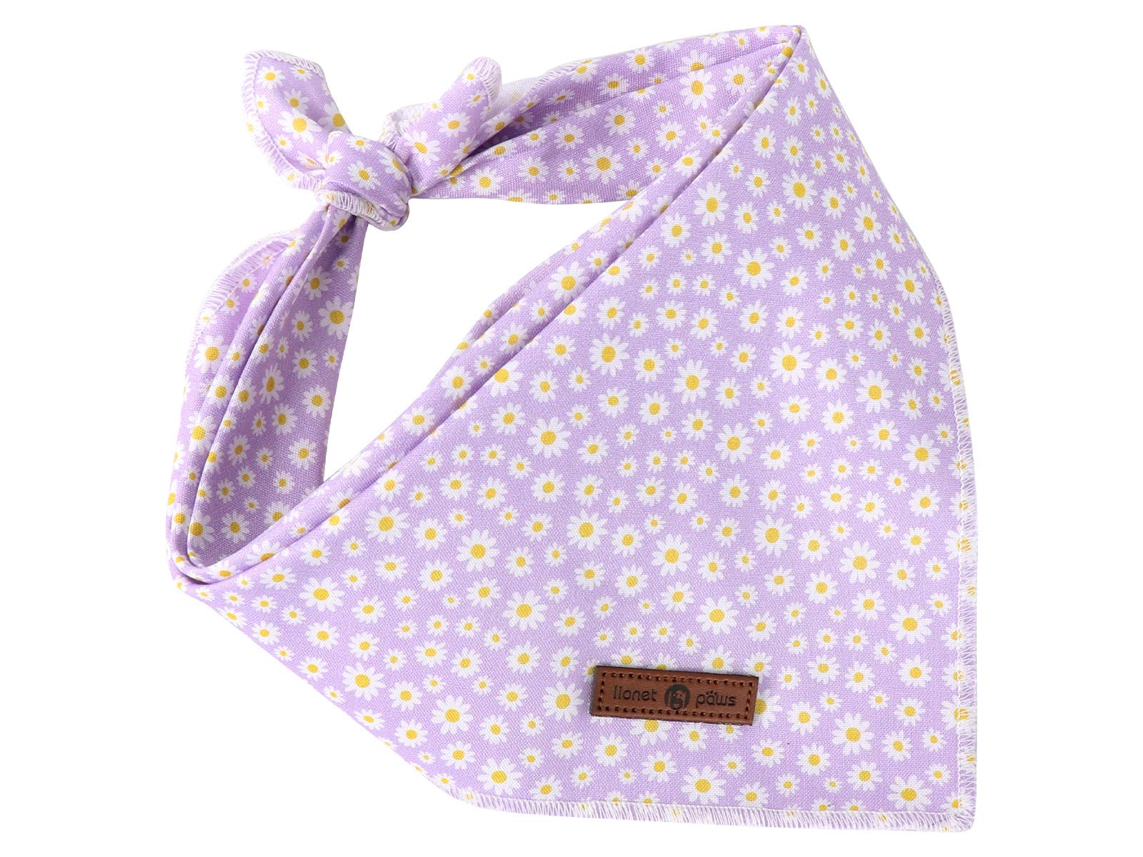 Lionet Paws Spring Daisy Dog Bandana Washable Cotton Handkerchief Scarf Triangle Bandana for Small Medium Large Dogs Girl Boy