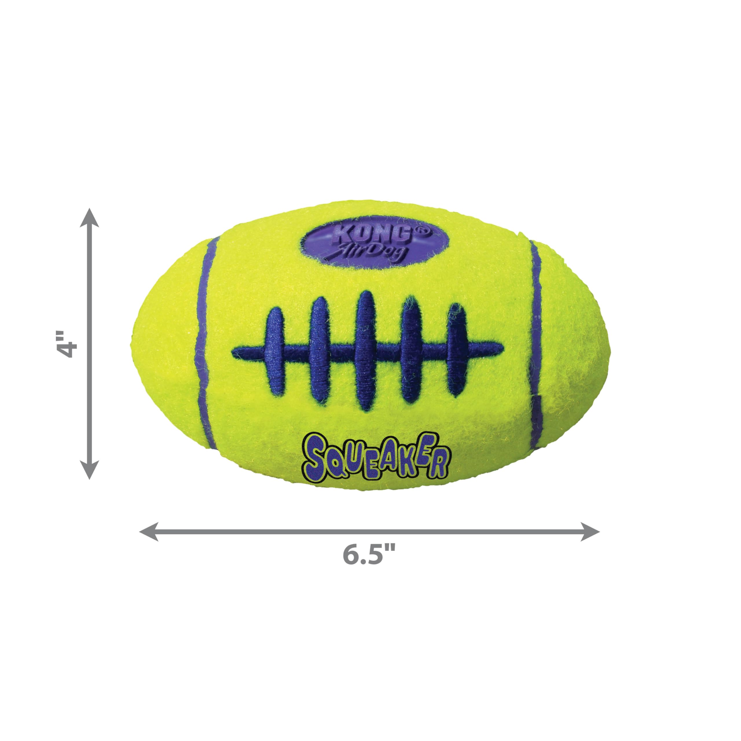 KONG Squeaker Football Toy - Large Yellow Tennis Ball for Dogs, Model ASFB1