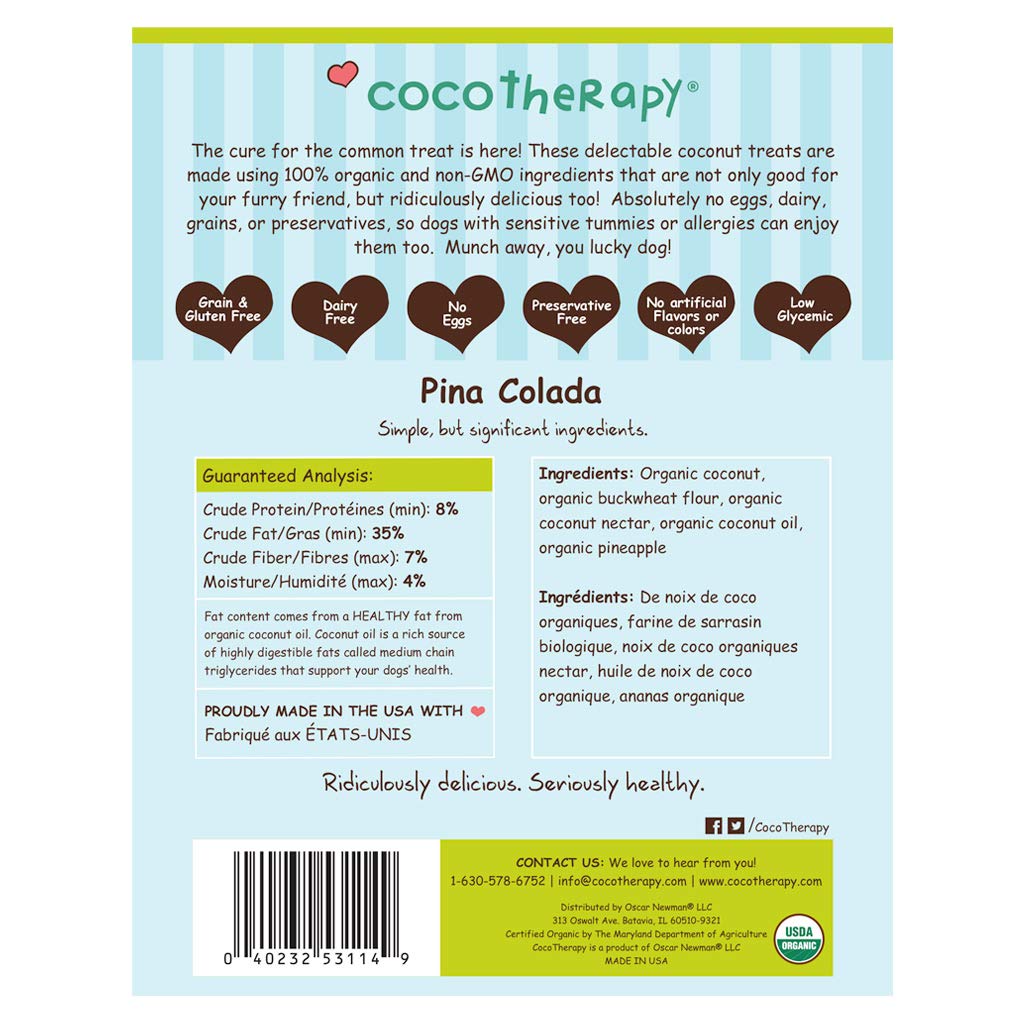 Cocotherapy Pure Hearts Coconut Cookies - Pina Colada (Pineapple Coconut), (1 Pouch), 5 Oz.