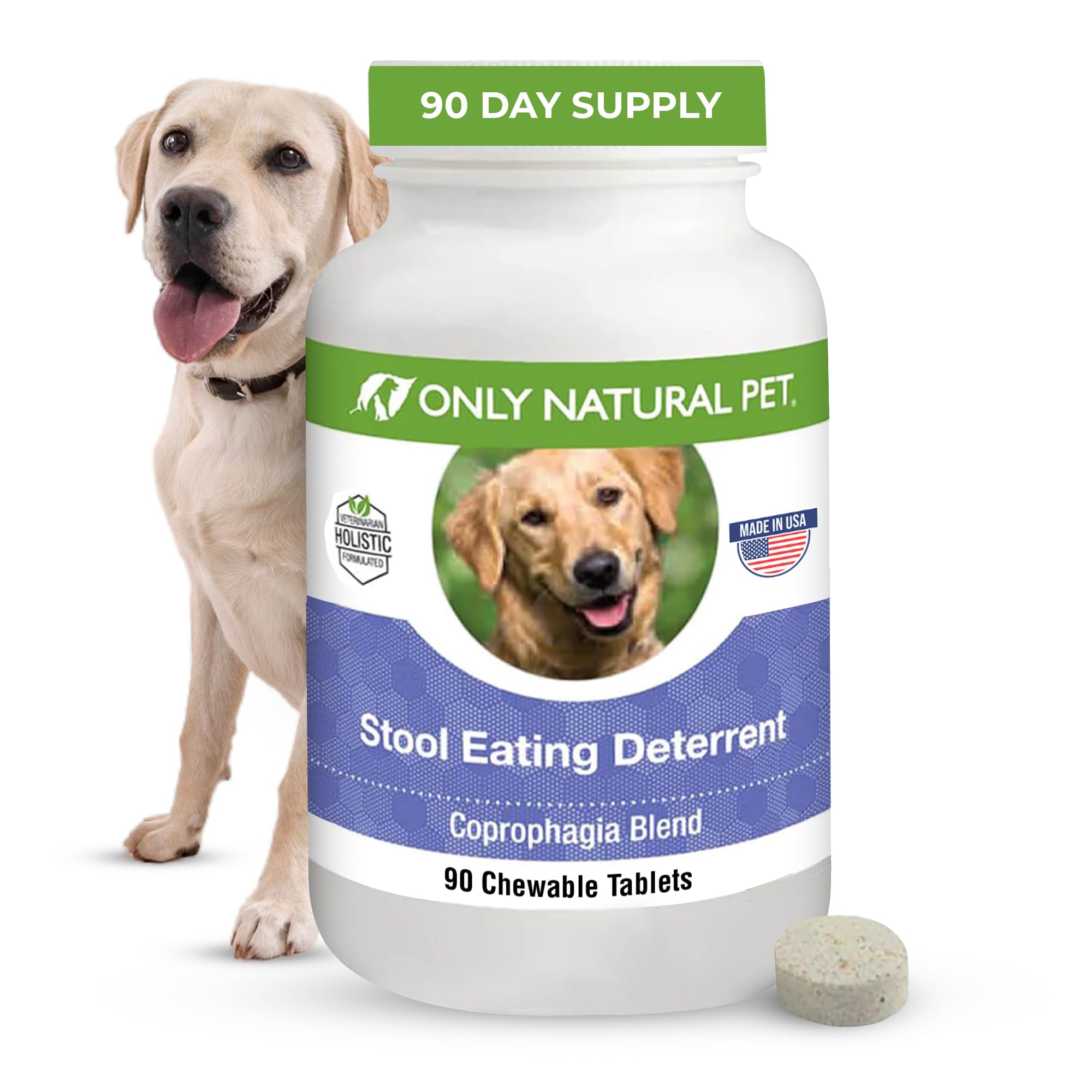 ONLY NATURAL PET Stool Eating Deterrent - Stop Stool Eating Coprophagia - Prevent Poop Eating in Dogs & Puppies | w/Digestive En