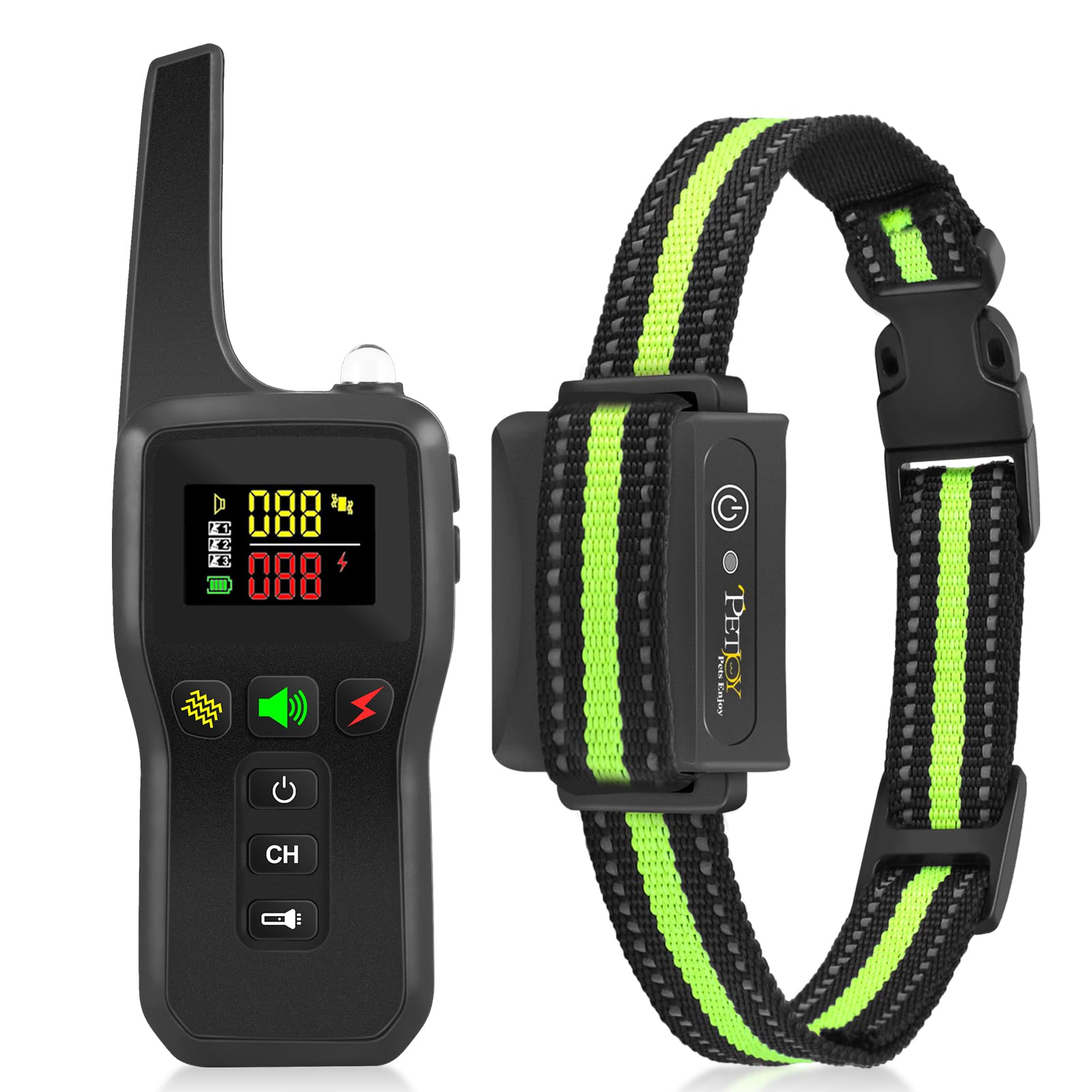 Petjoy Dog Bark Collar With Remote, Bark And Training Collar 2-In-1, Auto Bark Collar With Safe Shock (Level 1-100), Vibration (