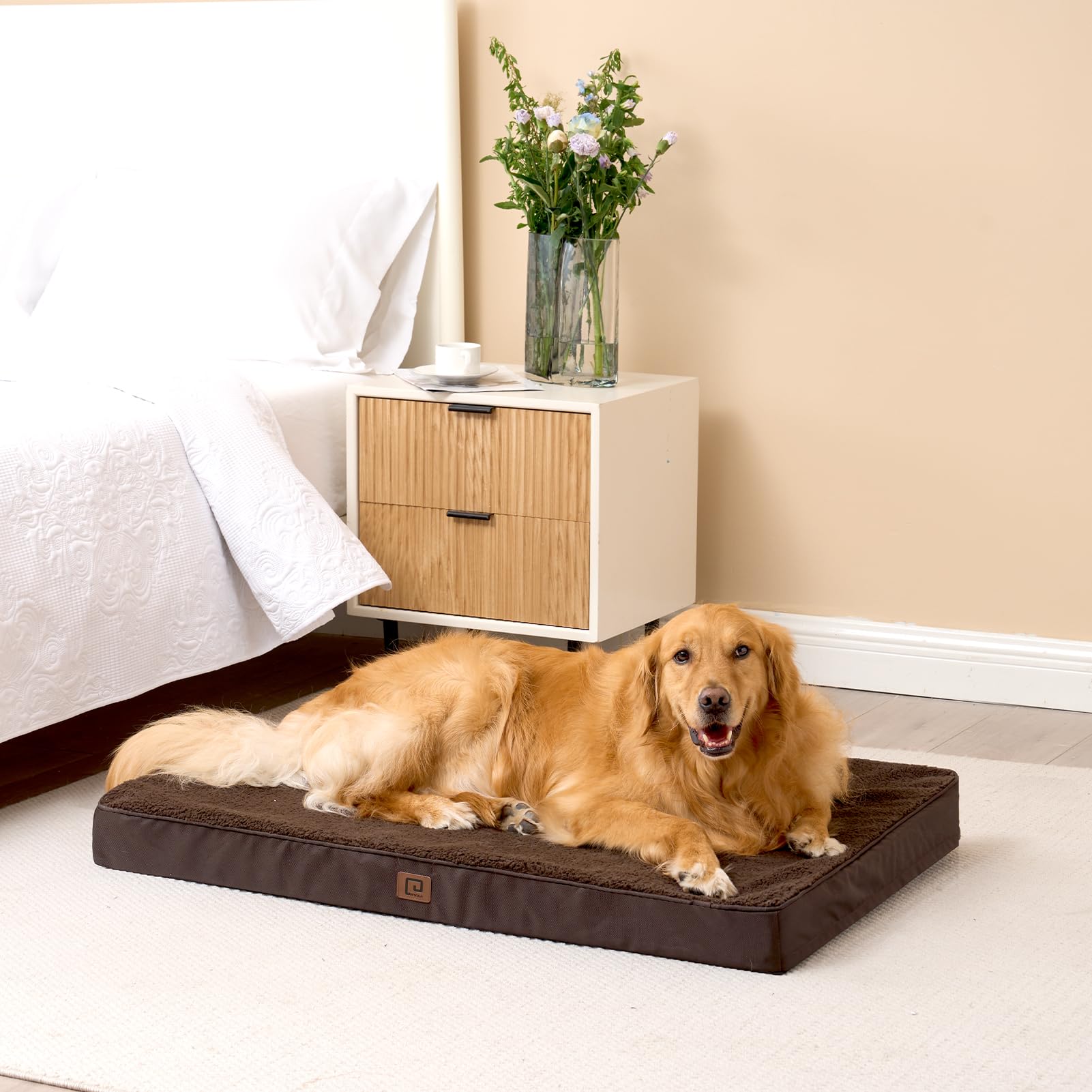 Eheyciga Orthopedic Xl Dog Beds For Extra Large Dogs With Removable Washable Cover For Crate, Brown, 41X27