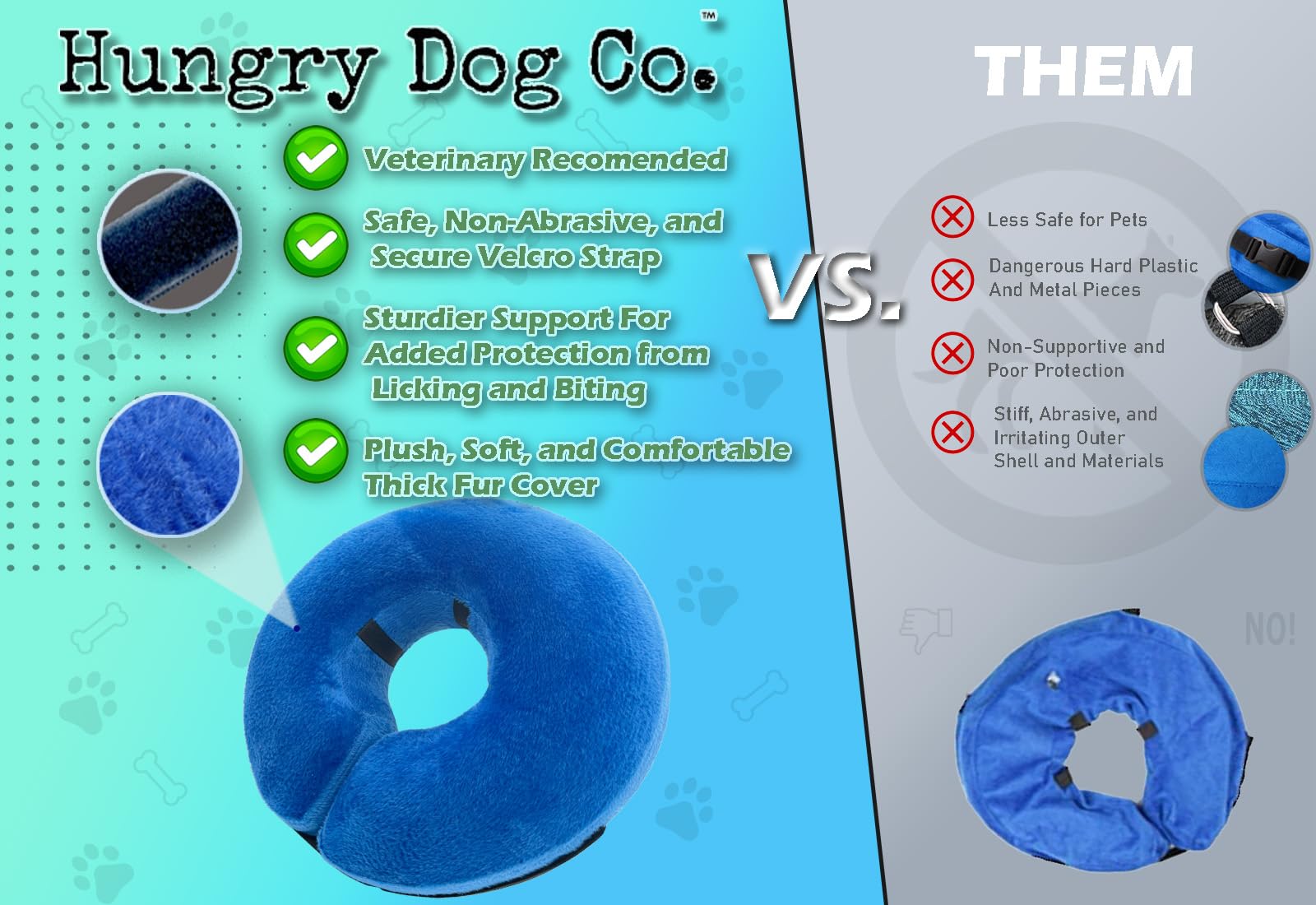 Hungry Dog Co.- Premium Inflatable Dog Collar for Dogs and Cats - Helps in Pet Recovery - Comfortable and Safe for Your Pet - So