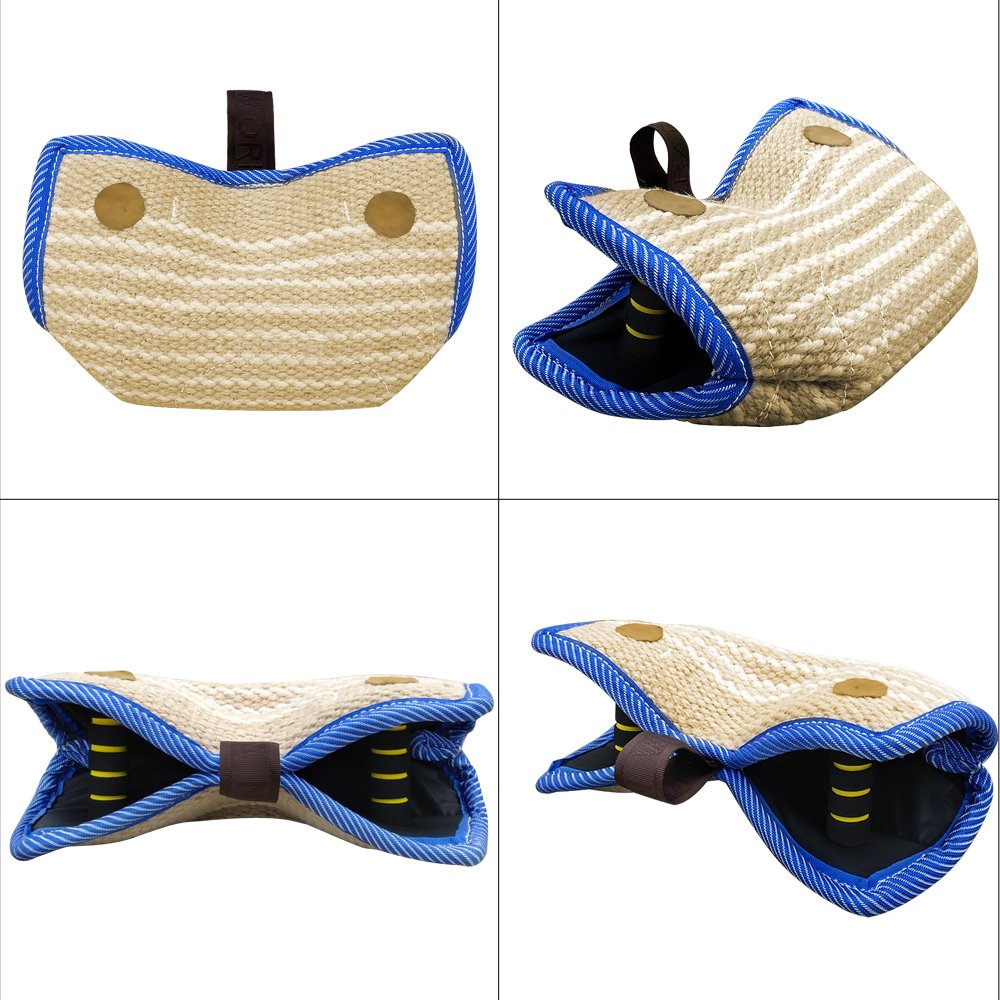 Pet Artist Jute/Linen Bite Wedge Bite Pillow 2 Handle With 1 Loop Tug Toy 14'(36Cm) 8'(20Cm) Training Toy For Medium To Large Dogs Ideal For German Shepherd/American Bully/Pitbulls/Rottweilers