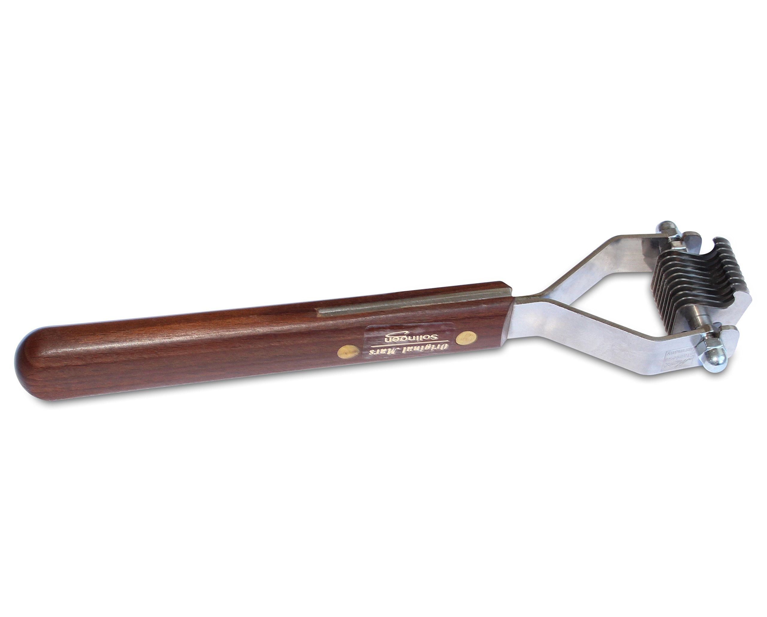 Mars Coat King Mini Dematting Rake Tool - 10-Blade Fine, Stainless Steel, Wooden Handle, Made in Germany