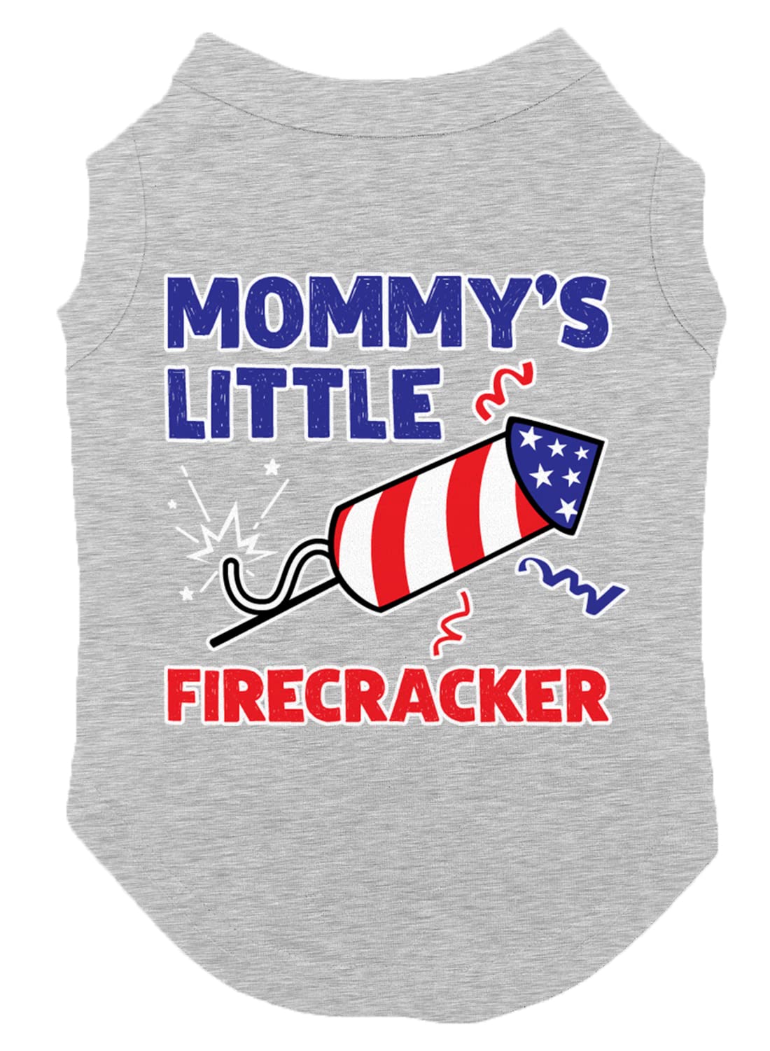 Mommy'S Little Firecracker - Usa Independence Day 4Th Of July Dog Shirt (Light Gray, Small)
