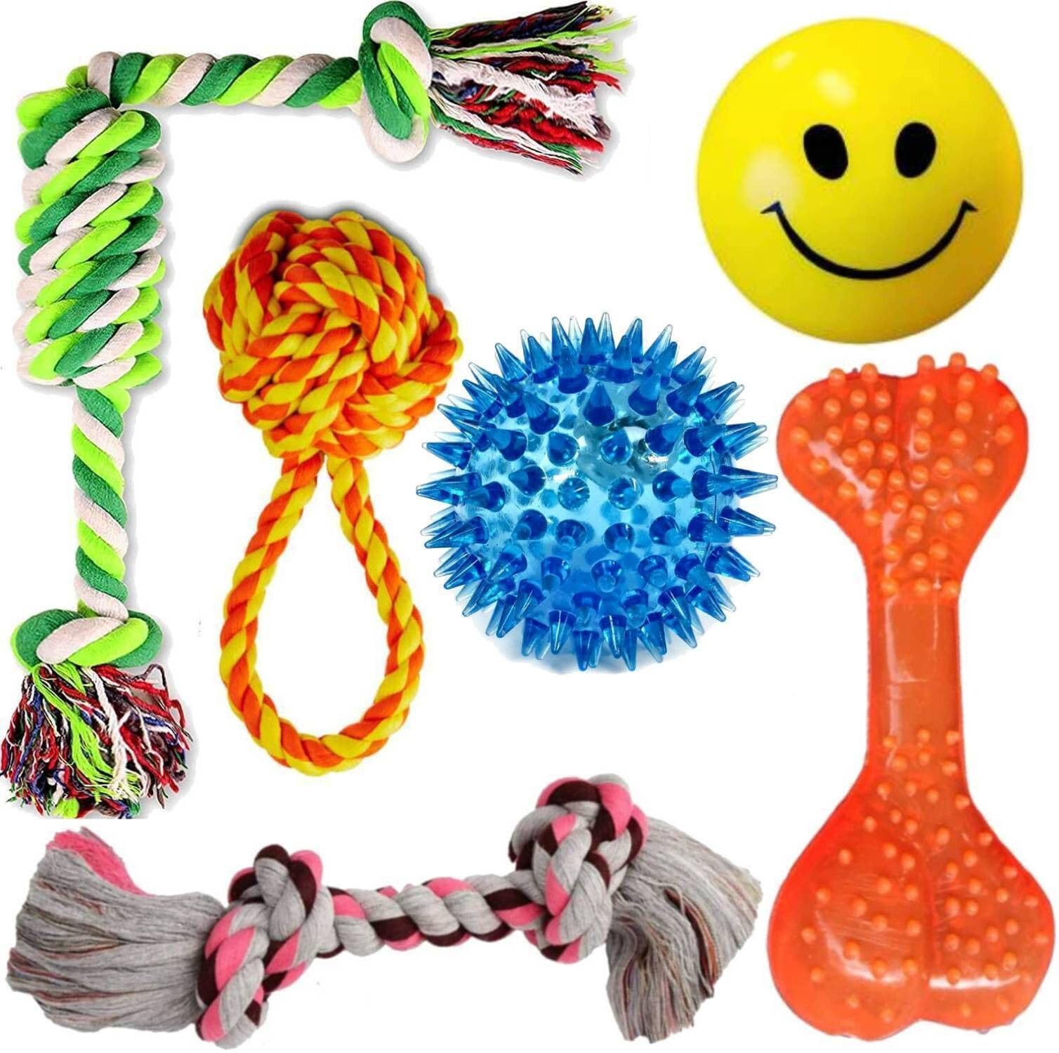 Agirav Dog Chew Rope & Squeaky Toy Set Durable Interactive For Medium Dogs