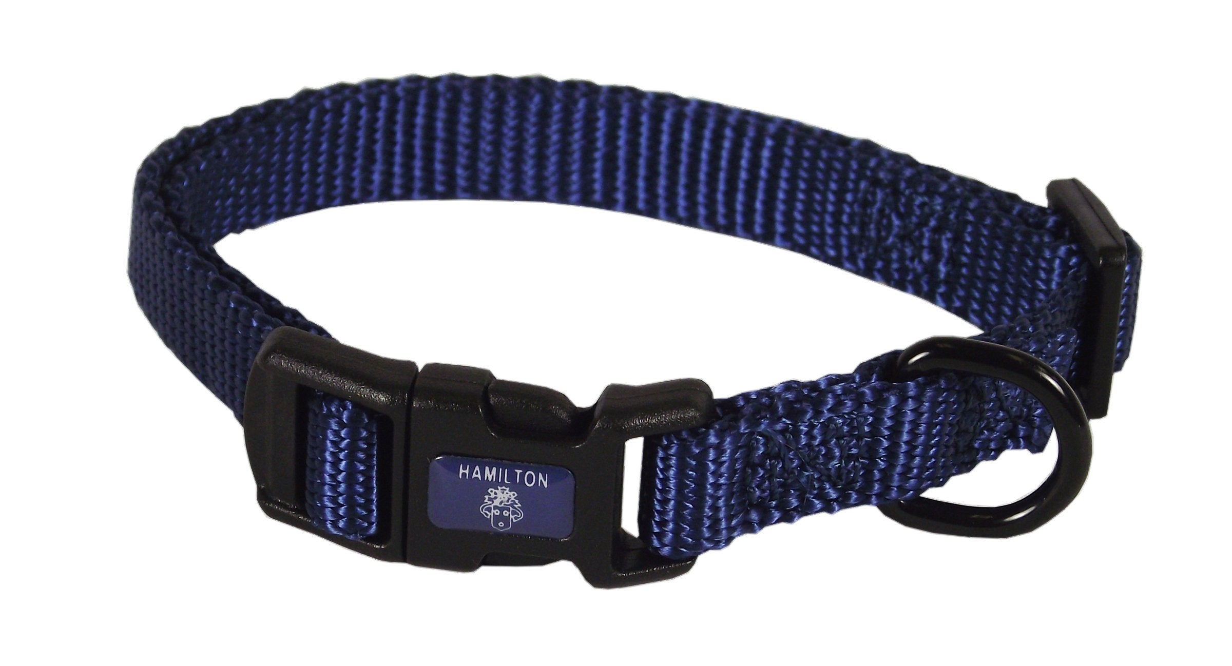 Hamilton Adjustable Nylon Dog Collar, Navy Blue, 3/8'' x 7-12''