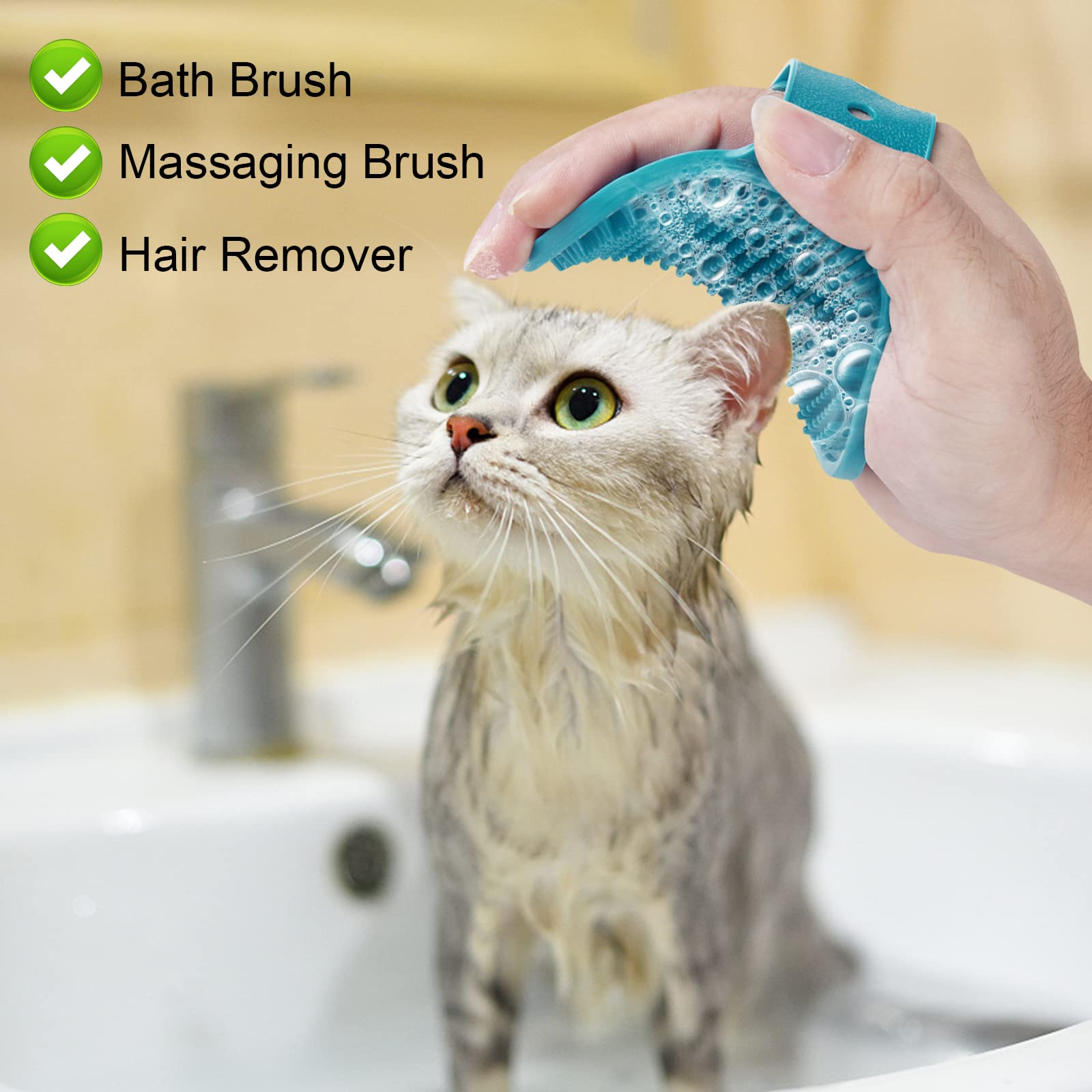 Cat Bag for Bathing Set with Cat Grooming Washing Bag Adjustable Pet Shower Brush - Cat Bathing Mesh Bag Anti Scratch Anti Bite