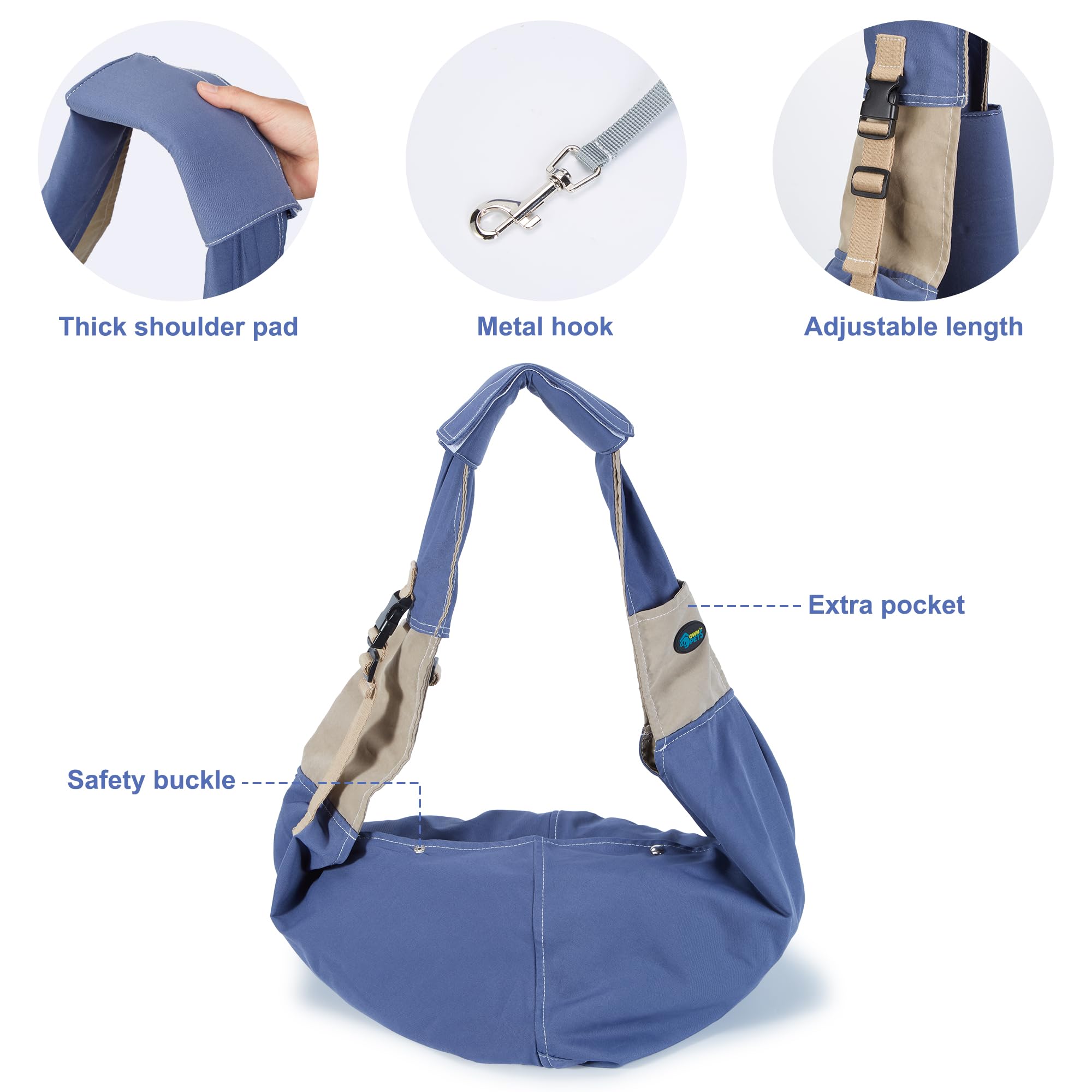 Ownpets Pet Dog Sling Carrier, Cat Travel Bag, Pet Soft Pouch And Tote Design, Adjustable Shoulder Strap Hands Free Safe-Suitabl