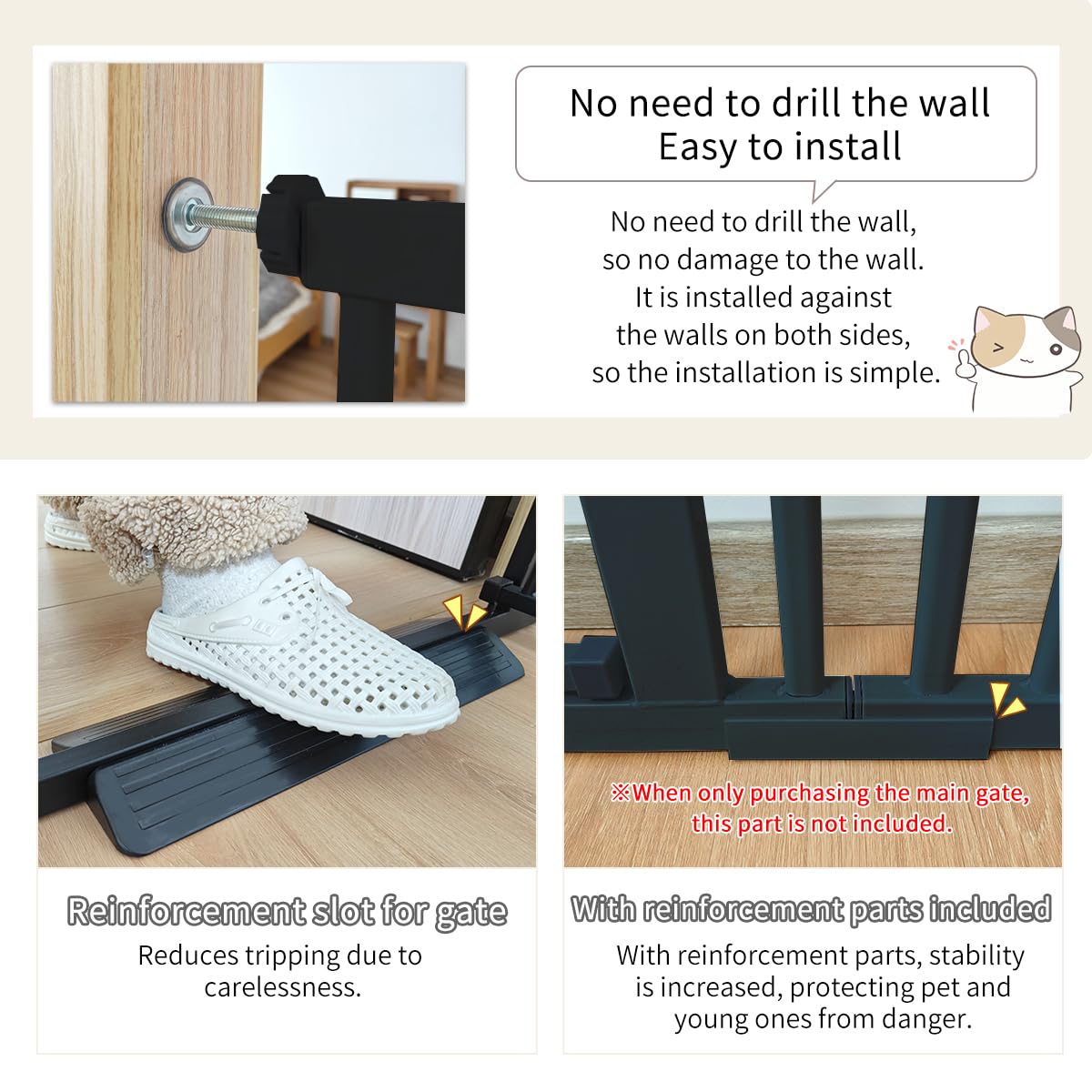 Lumizone Extra Tall Cat Gate 61.02 High Pressure Mounted Extra Wide 2025 New (17 Sizes) 1.37 Gap No Drilling Auto-Close One-Hand