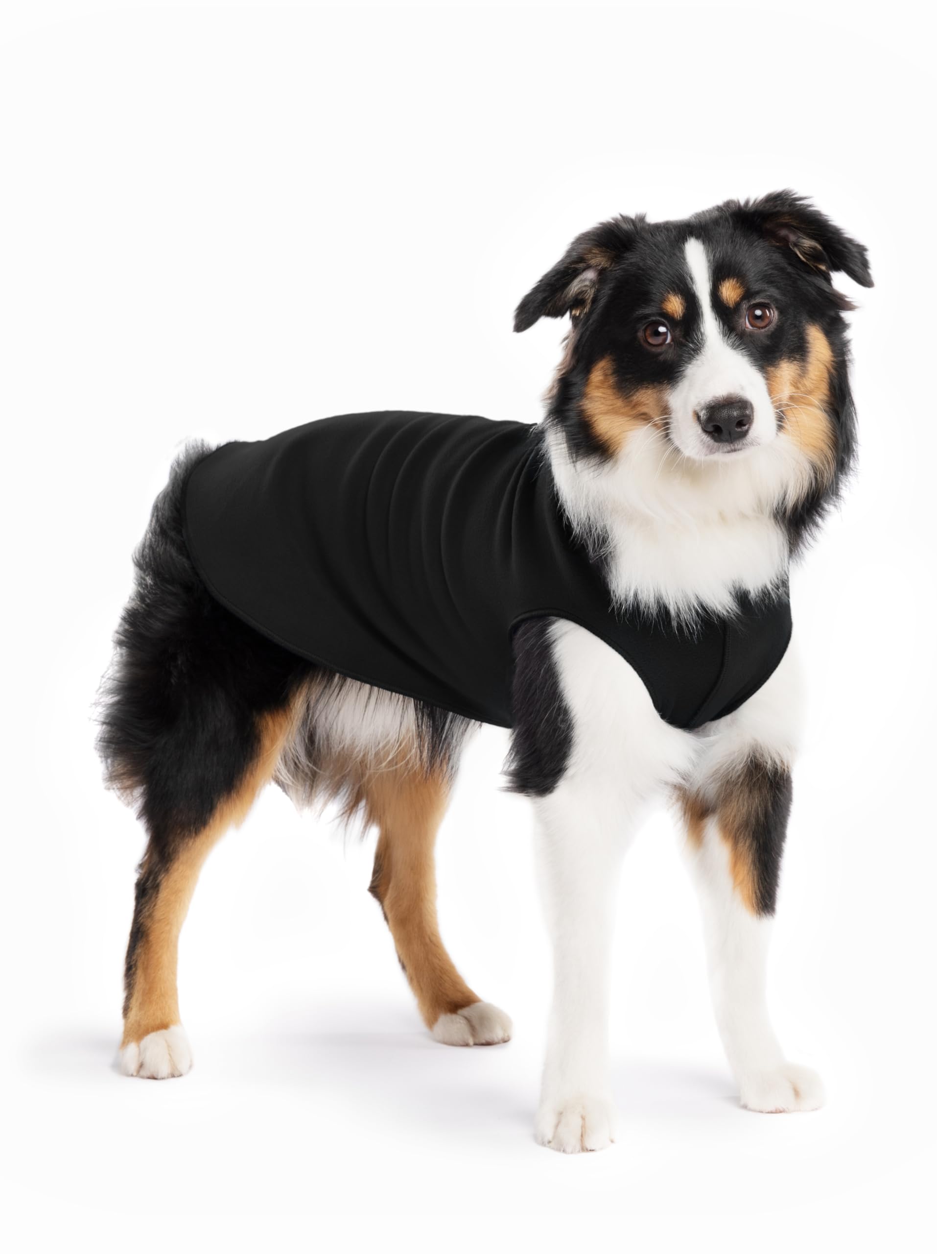 Gold Paw Stretch Fleece Dog Coat, Stretchy Pet Sweater, Machine Washable Pullover For Winter And Fall, Black, 14