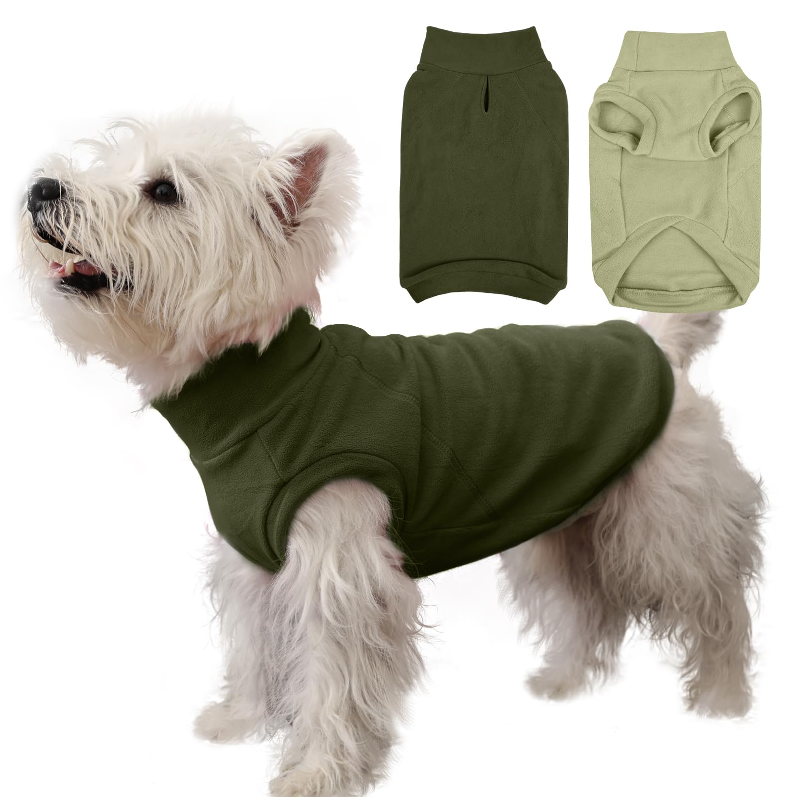 IECOii 2 Pack Fleece Sweaters for Dogs Boy Girl - Warm & Stretchy, Fall & Winter Coats for Small Breeds, Soft & Cozy Dogs Fleece