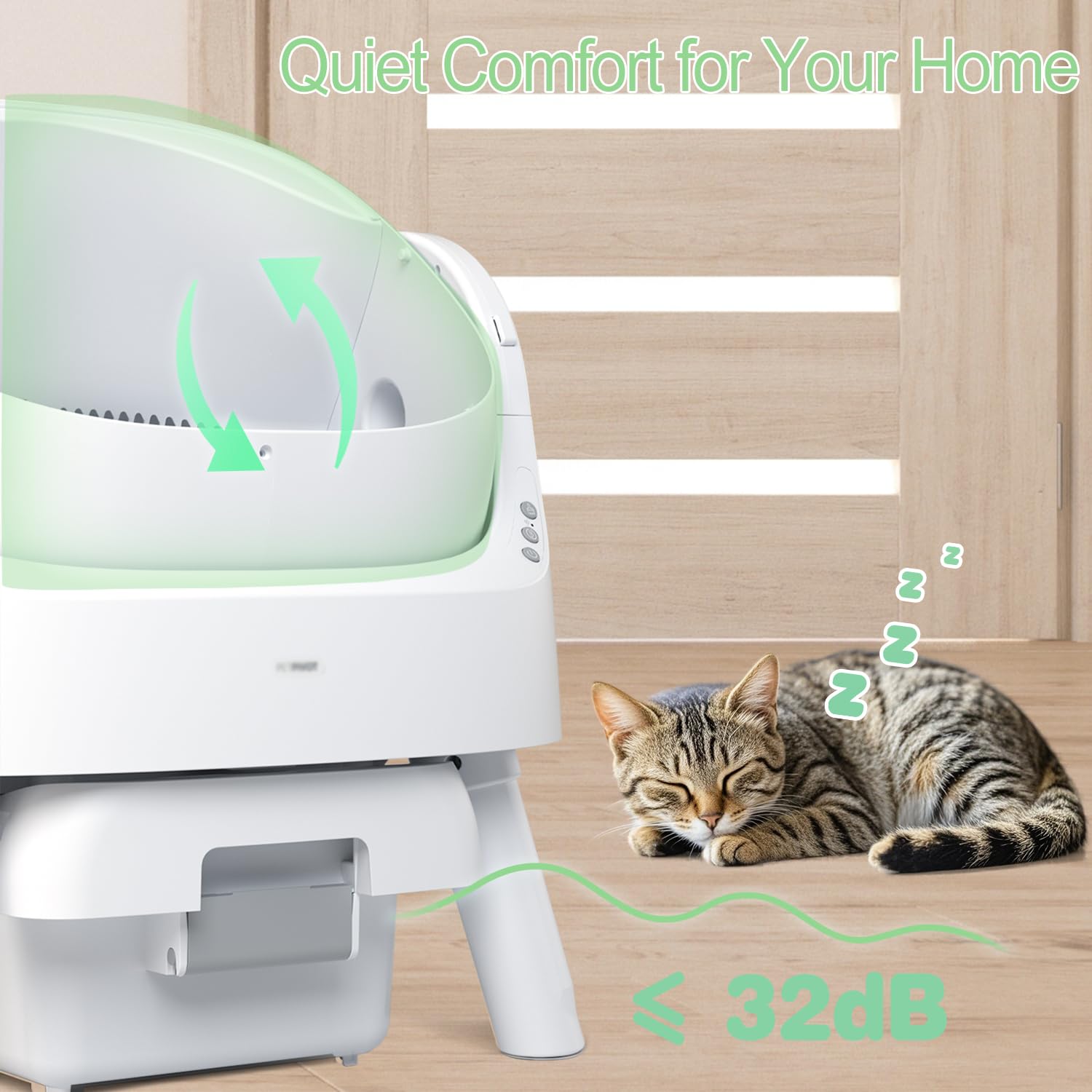 Mimfam Autoscooper 11 Self Cleaning Open Top Cat Litter Box, White, Large (21.25'' L X 16.33'' W X 24'' H), Automatic, Self-Clea