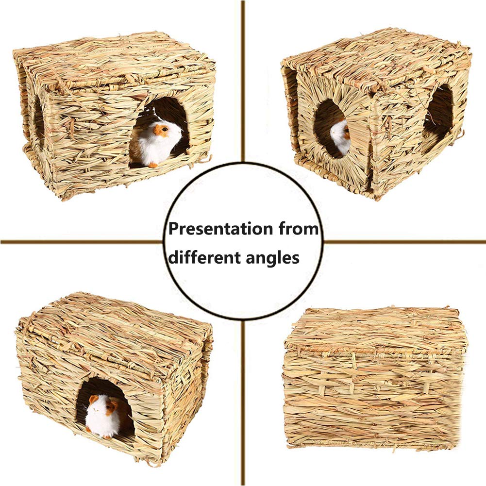 Tfwadmx Rabbit Grass House - Extra Large Natural Seagrass Bed for Bunny, Hamster, Guinea Pig, Chinchilla, Ferret - Beige (14.6 x 11.4