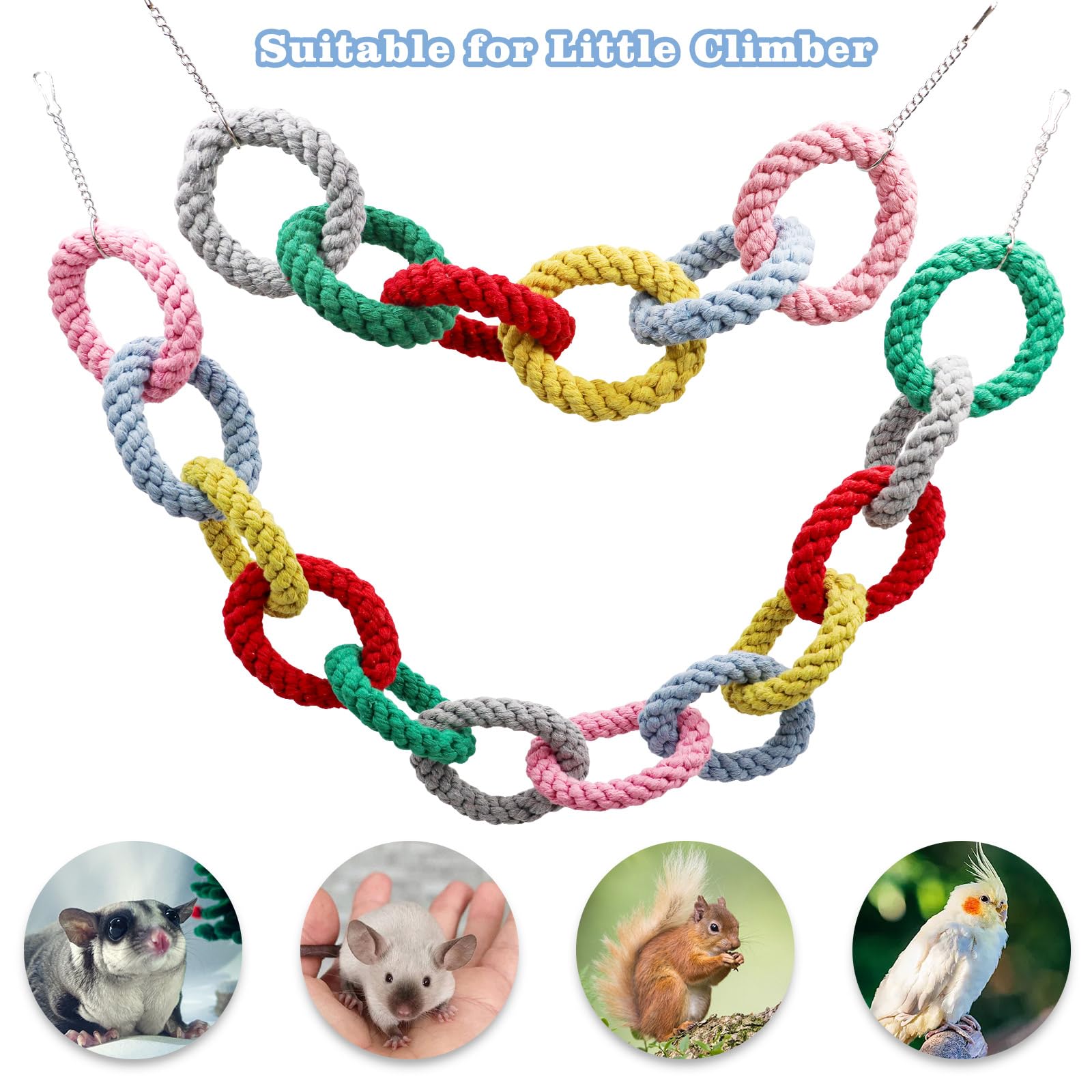 Sugar Glider Toys, Hanging Cotton Rope Ring Climbing Toy For Little Pet, Rat Toys, Sugar Glider Cage Accessories, Exercise Toys
