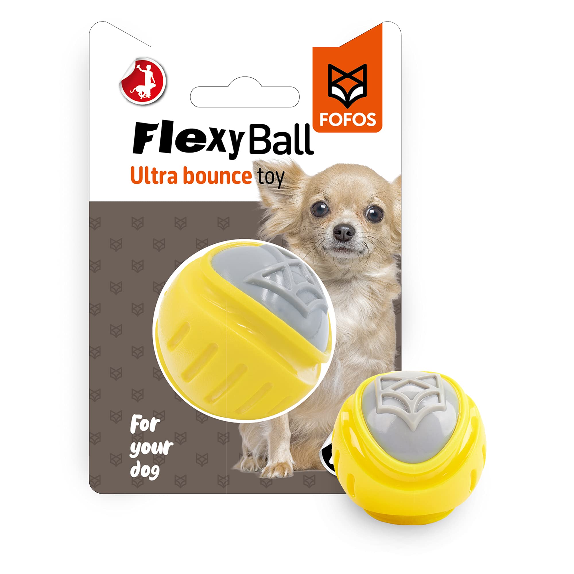 Barkbutler X Fofos Flexy Ball Ultra Bounce Dog Chew Toy  Squeaky Toys For Dogs, Small Dog Toys (010Kgs)  Yellow