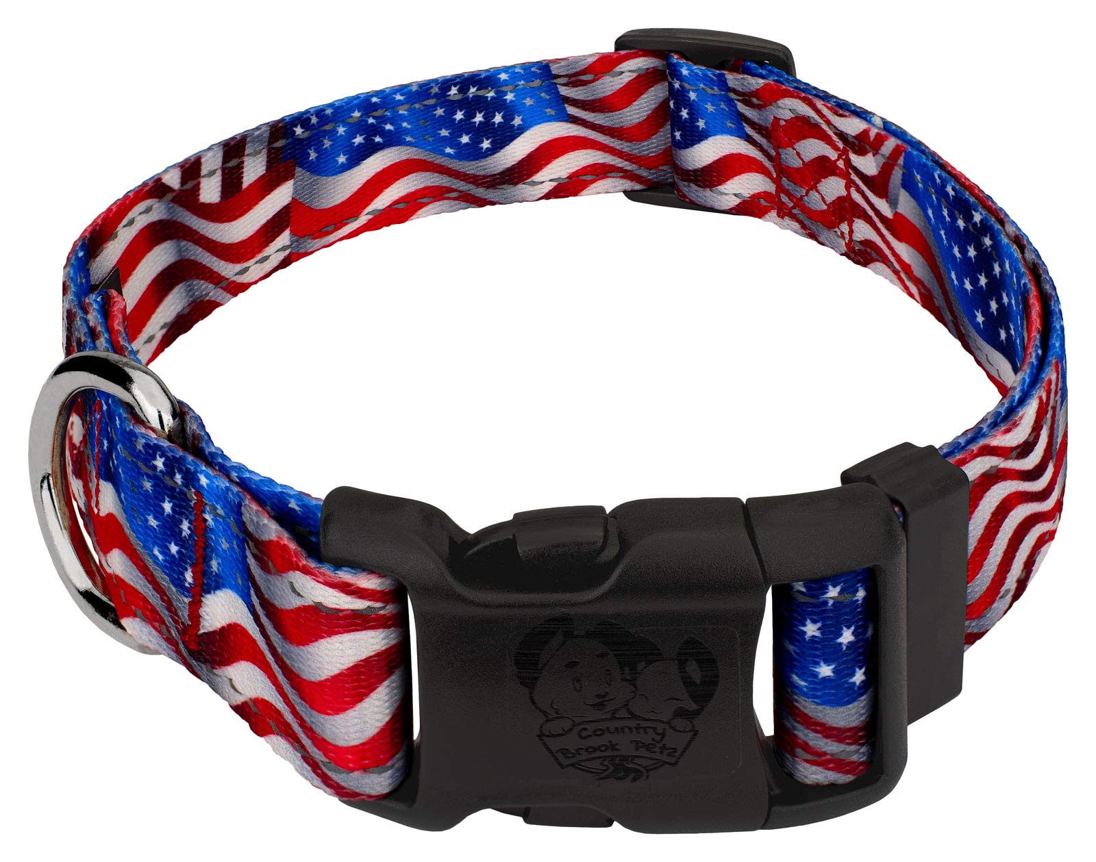 Country Brook Petz - Deluxe Flying Free Reflective Dog Collar Collection Featured Night Safe Designs (1 Inch, Large)