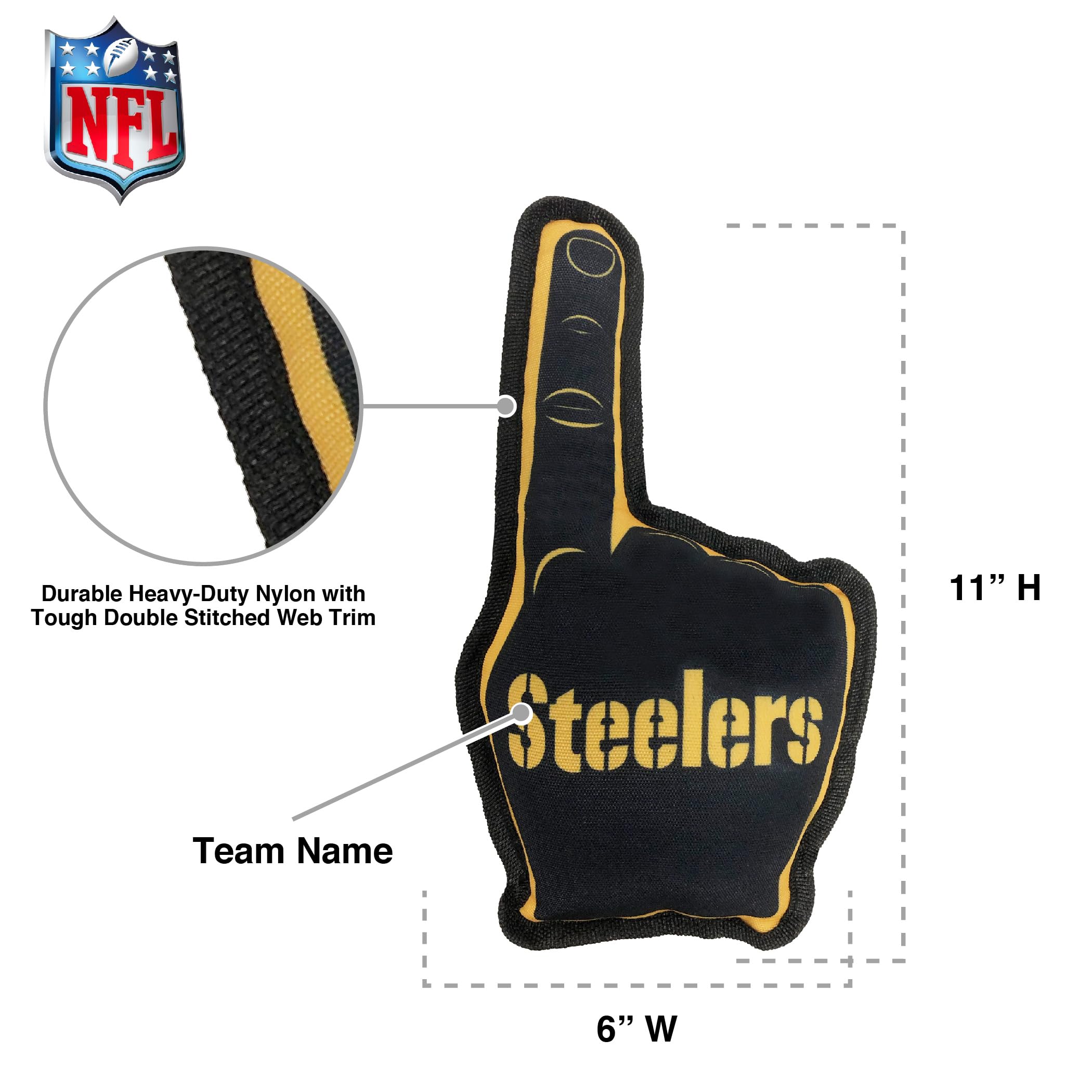 Nfl Pittsburgh Steelers #1 Fan Toy For Dogs & Cats. Best Tough Pet Toy With Inner Squeaker