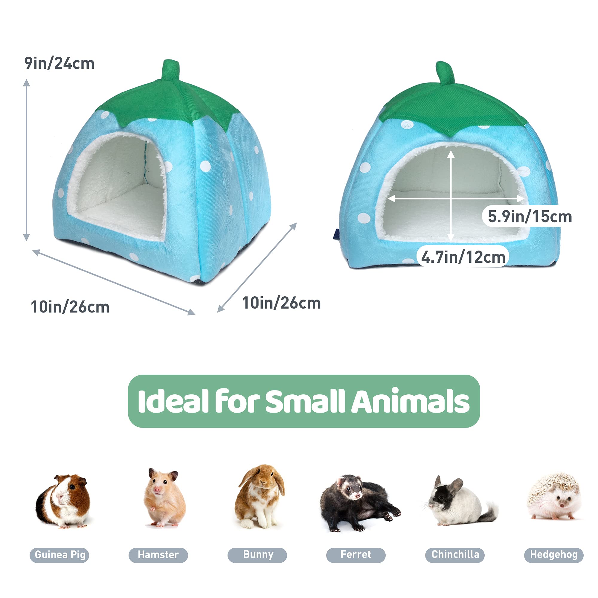 Tierecare Guinea Pig Hideout 2 Pack Guinea Pig Bed House Cage Accessories Cozy Hide-Out For Hedgehog Ferret Chinchilla&Other Sma