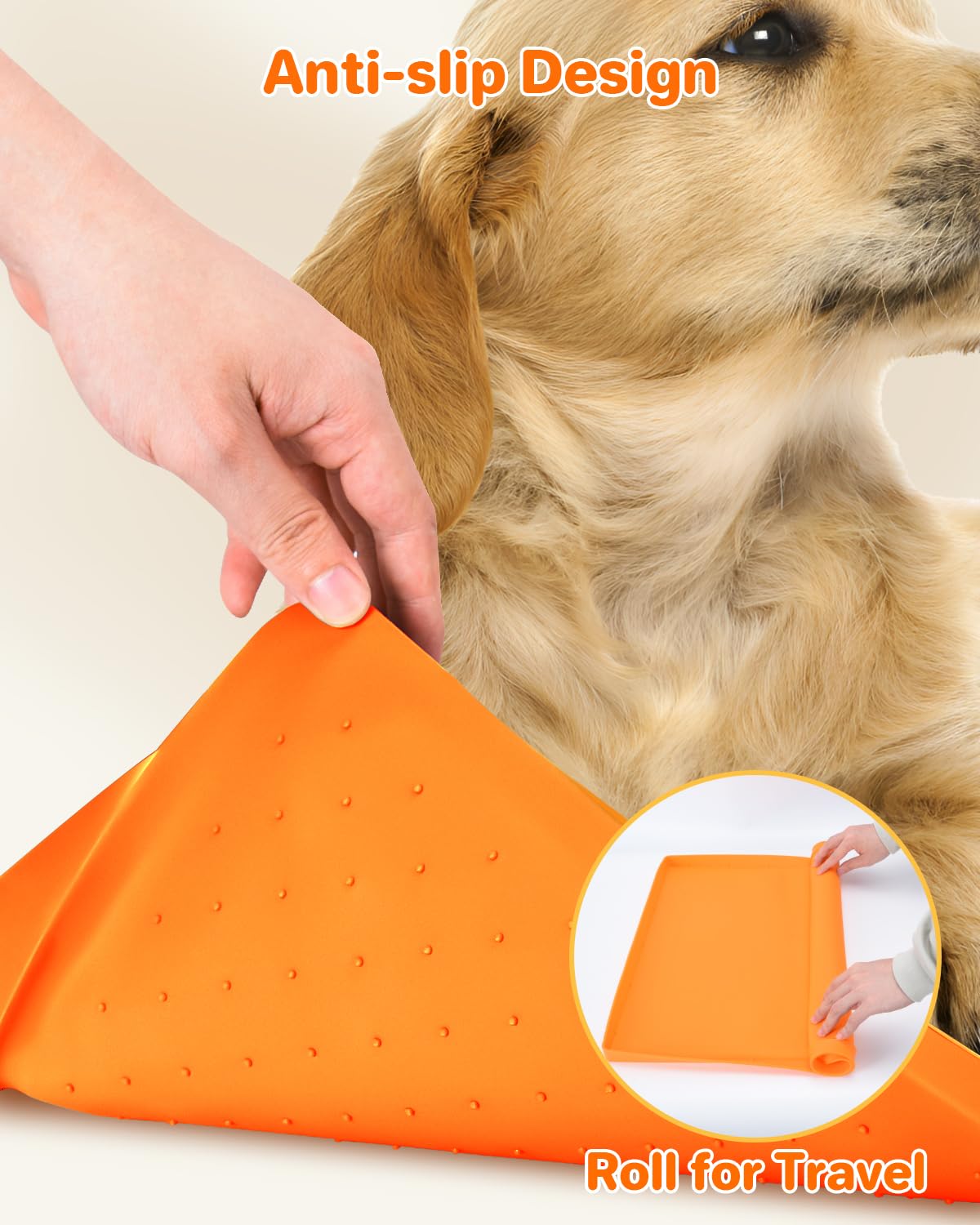 Pee Pad Holder For Dogs, 27''X27'' Leak-Proof Dog Potty Tray With Non-Slip Silicone Mat & Raised Edge, Orange