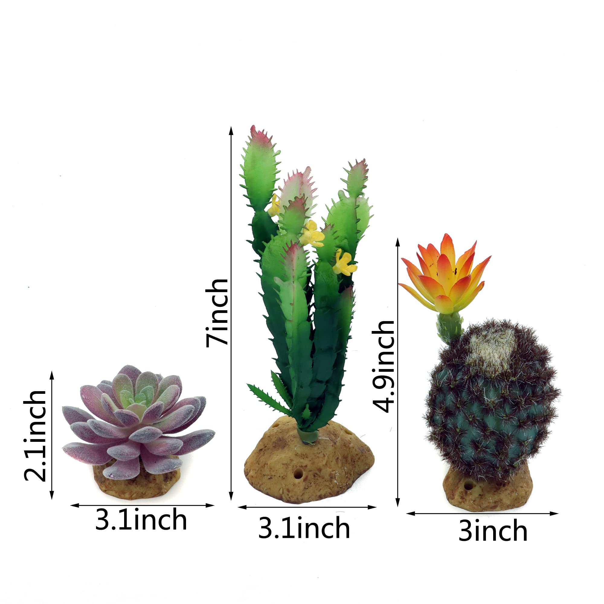 JIHAQUA Reptile Plants Succulent, Artificial Desert Rain Forests Plants for Lizard Bearded Dragon Chameleon Gecko Snake Amphibia