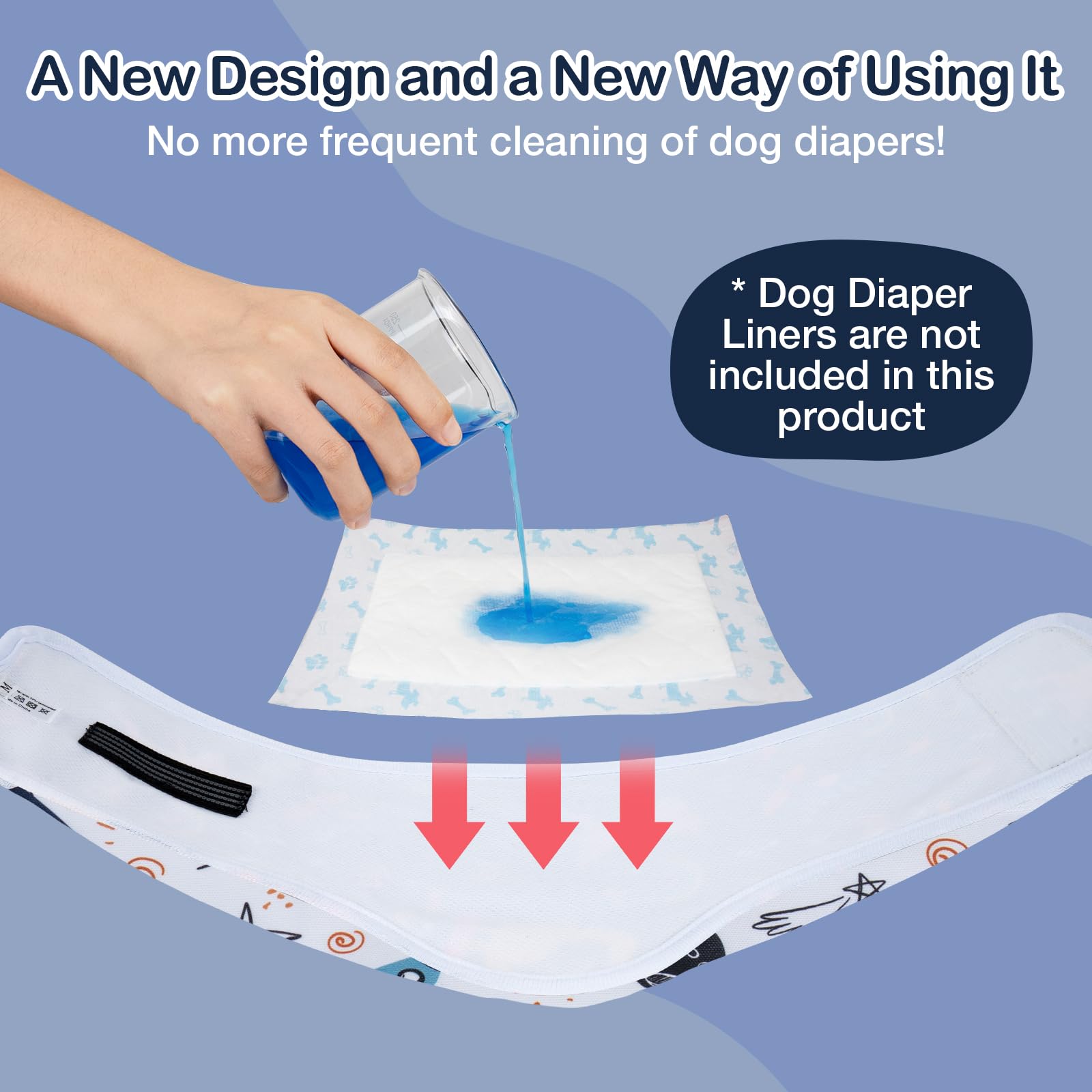 MICOOYO Male Dog Diaper Wraps - Washable Belly Bands for Medium Dogs (12''-14'') - Star Space, White Black Blue, Model DB01