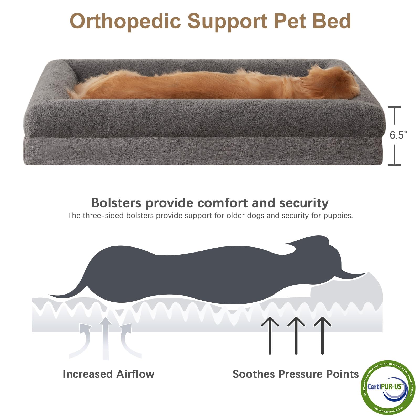 Rrpethome Washable Dog Beds Large Sized Dog Couch, Extra Large Orthopedic Dogs Beds With Removable Cover, Waterproof Pet Bed Wit