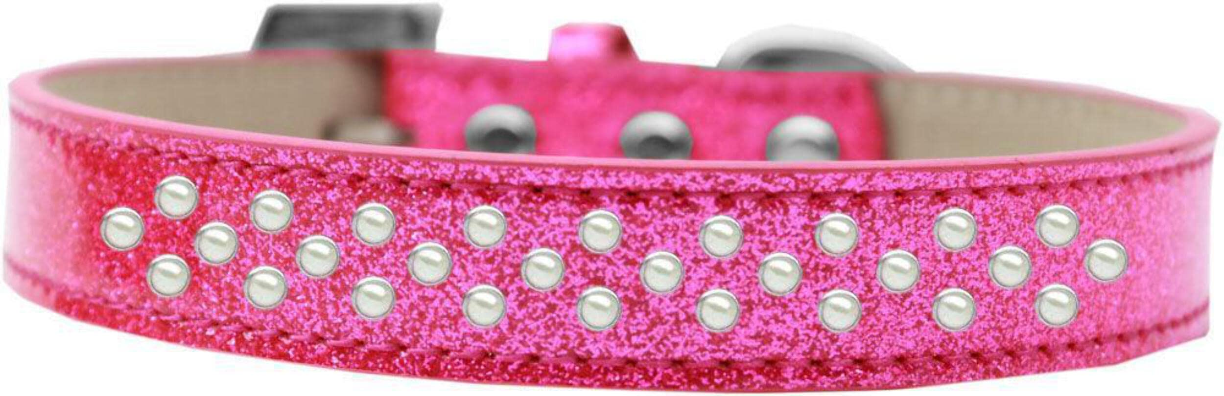Mirage Pet Products Sprinkles Ice Cream Dog Collar with Pearls, Size 14, Silver