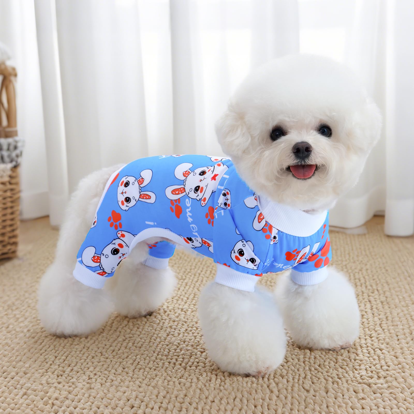 Xpudac Dog Pajamas Soft Stretchy Bunny Dog Clothes For Small Medium Dogs Pet Jumpsuit Cat Apparel-L