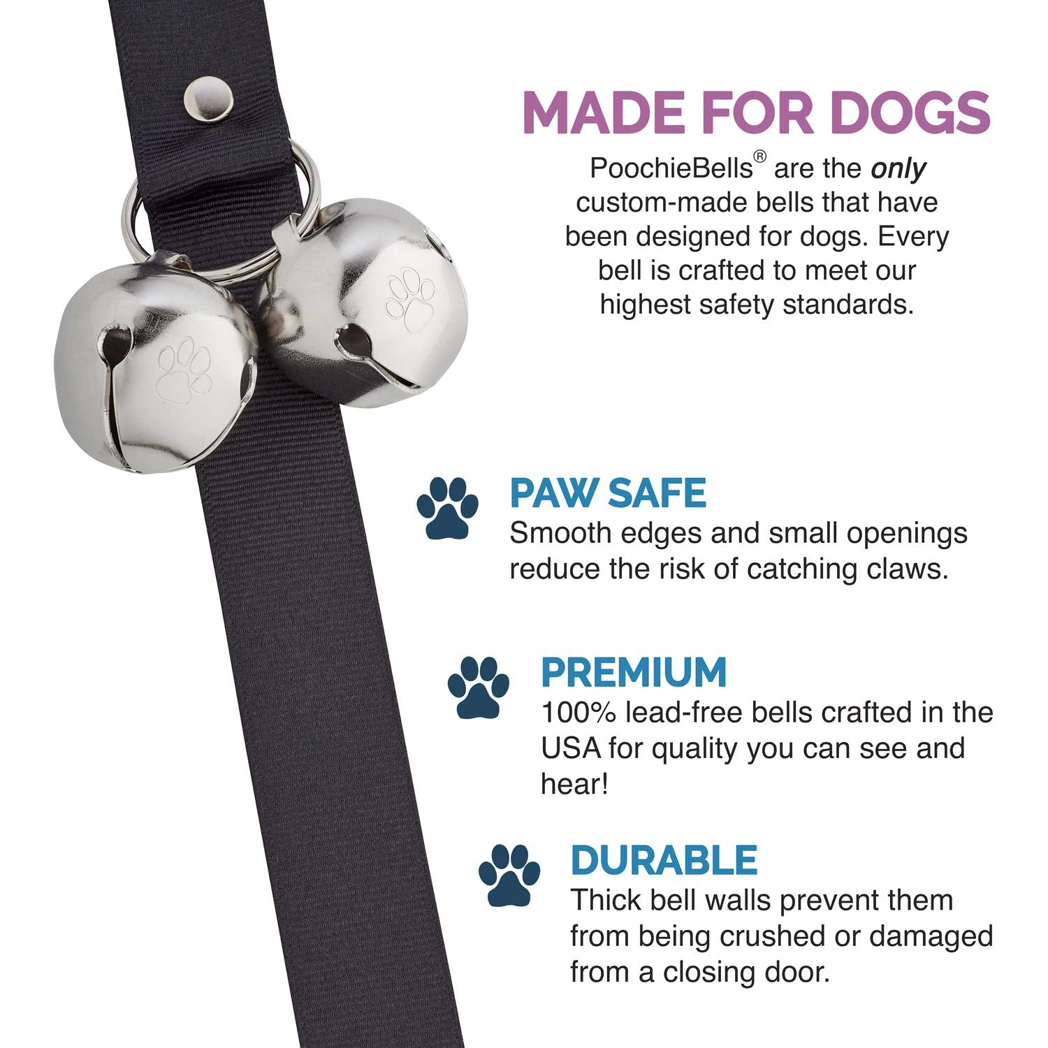 Poochiebells Original Handcrafted Potty Training Dog Doorbell – Excellence In Craftsmanship, One Size Fits All, Trainer-Recommended For 20+ Years, Made In Usa, Midnight Black Solid
