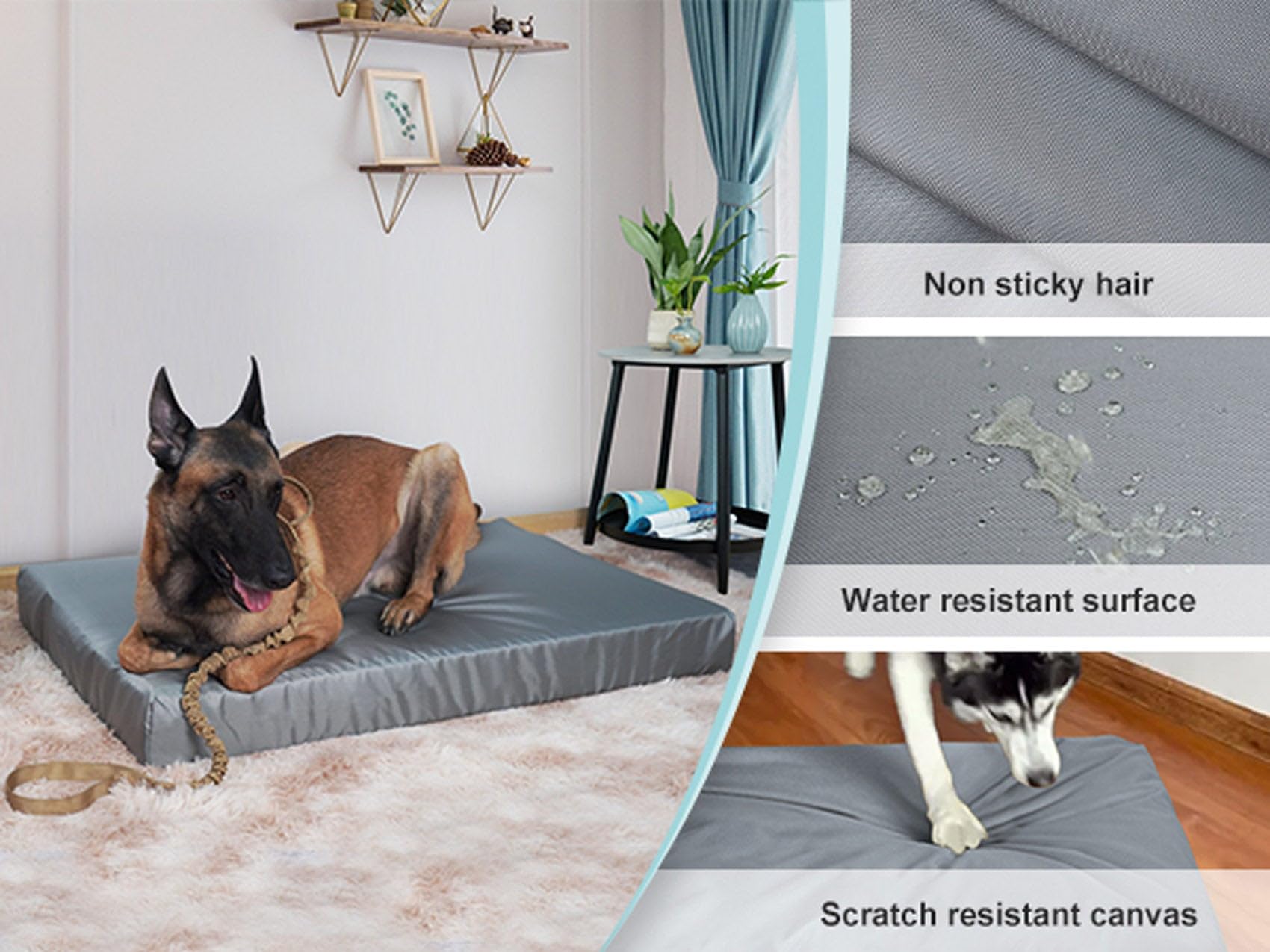 Explore Land Scratch Resistance Dog Bed Cover Canvas Washable Dog Crate Pad Replacement Cover, 36Lx23Wx3.5H Inch, Charcoal