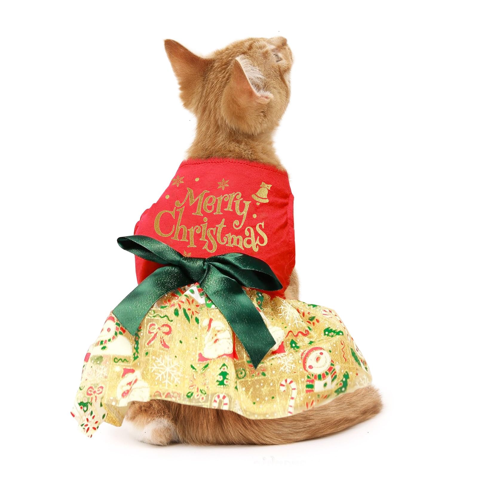 Christmas Dog Dress, Xmas Dog Dress Tulle Puppy Skirt Doggie Christmas Outfit Holiday Clothes For Small Dogs, Cat Pet Apparel (S