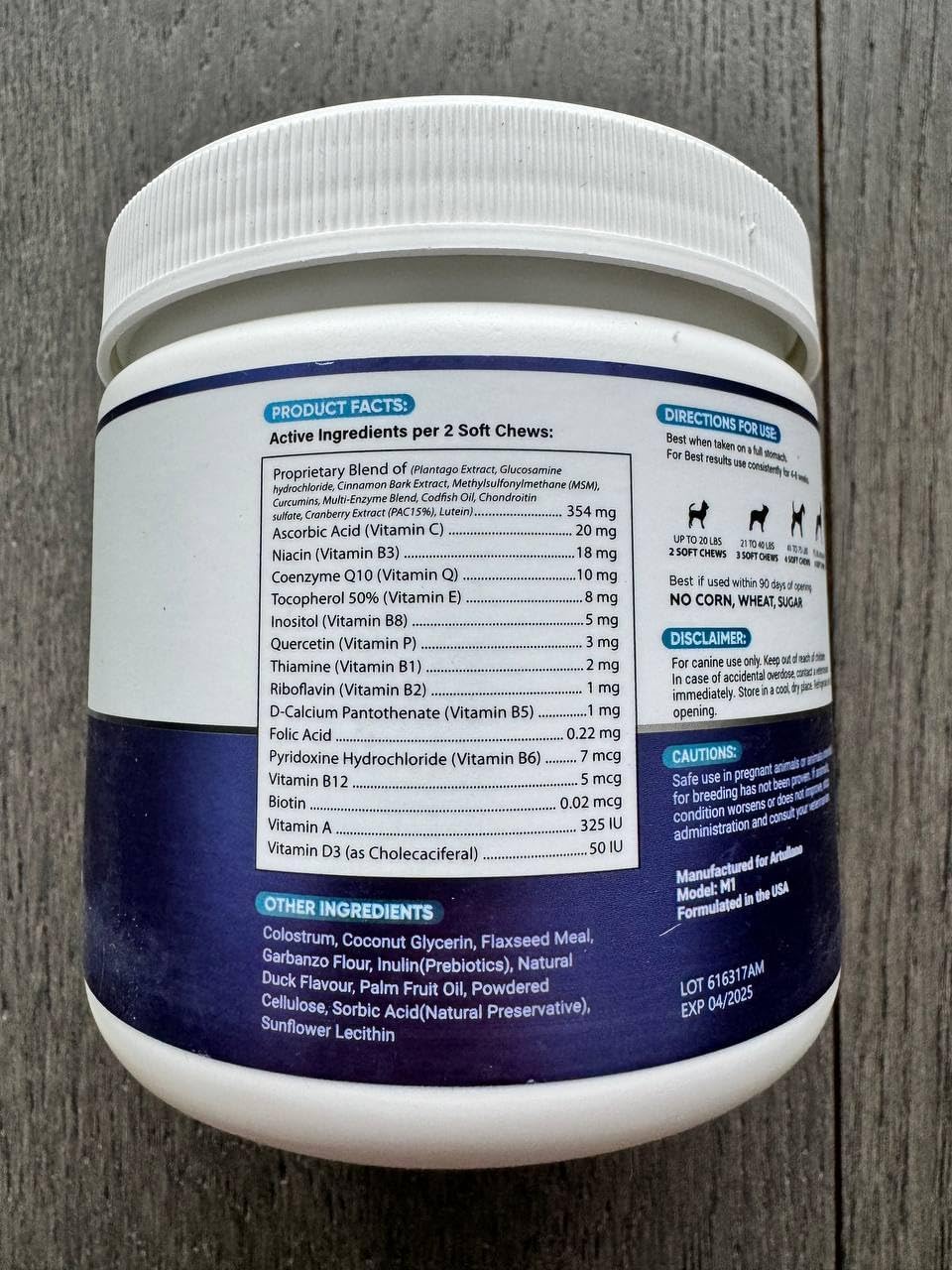 Artullano Dog Multivitamin Chews 26 in 1 for Senior & Puppy - Joint Support, Immunity, Mobility - 120 Chews, Multivitamin