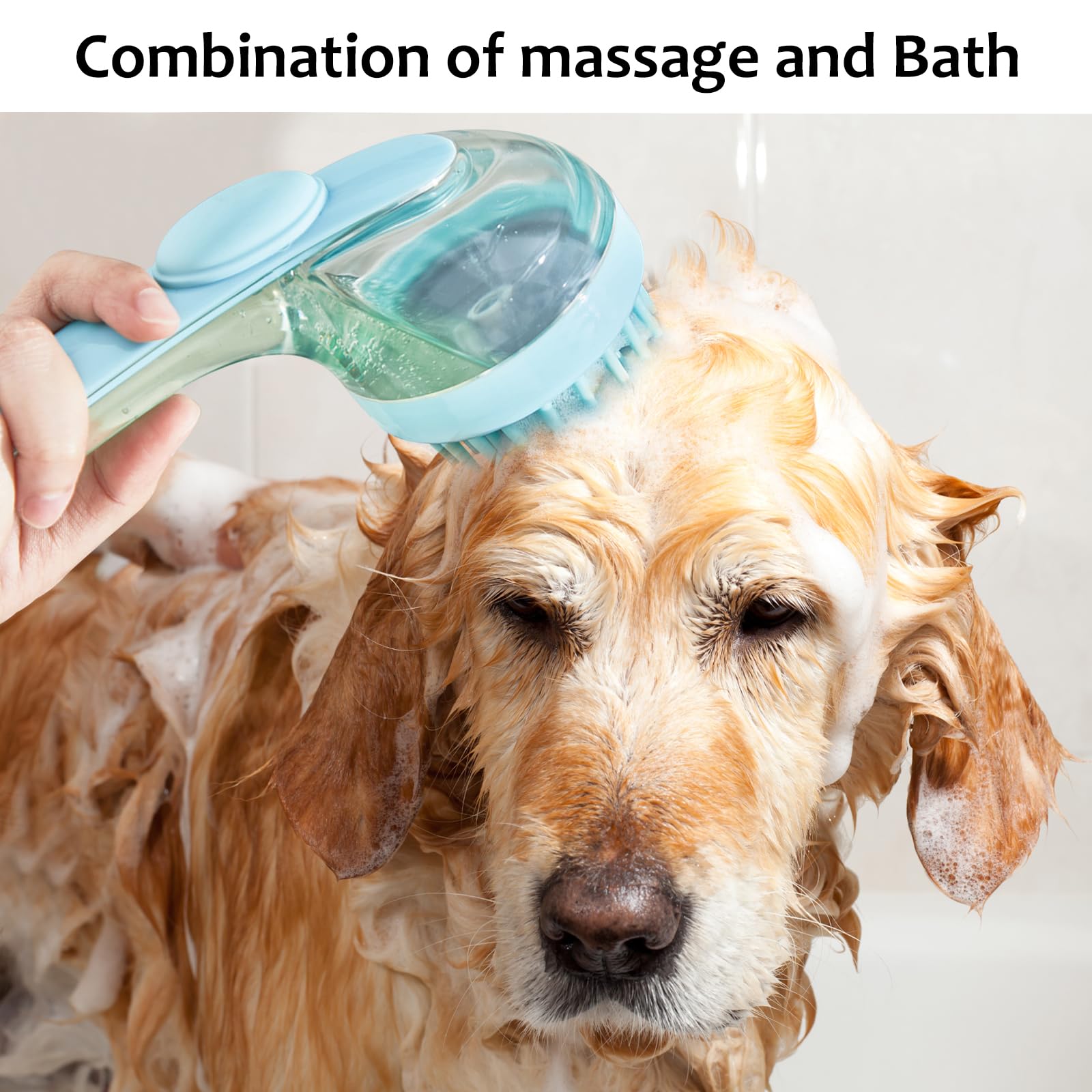 (6 Pcs) Elegx Pet Grooming Bath Massage Brush With Soap And Shampoo Dispenser Soft Silicone Bristle For Long Short Haired Dogs C