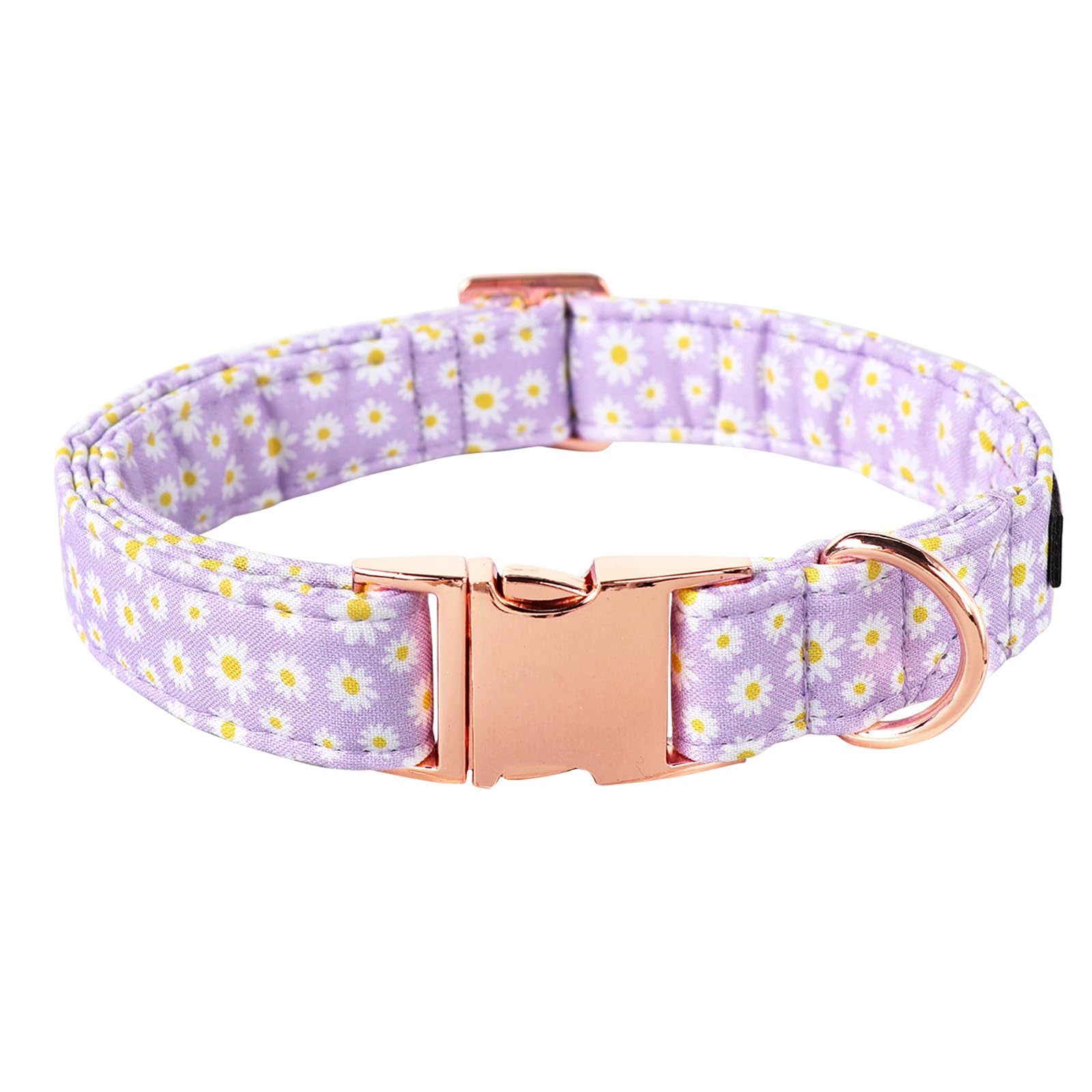 Lionet Paws Dog Collar, Comfortable Adjustable Cute Collar With Metal Buckle For Male Female Dogs, Purple Daisy, Small, Neck 10-