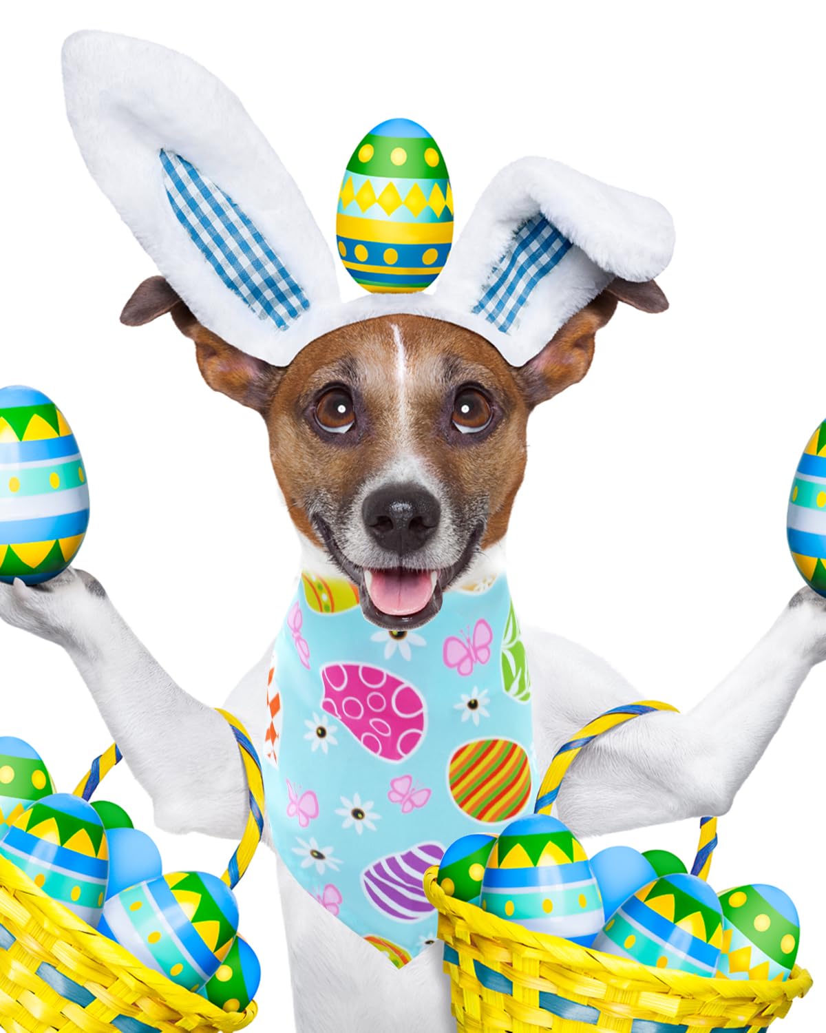 Pet Show 15 Pack Easter Dog Bandanas Bulk Large Medium Small 3 Mixed Sizes Bunny Eggs Dogs Head Scarves Spring Puppy Triangle Bi