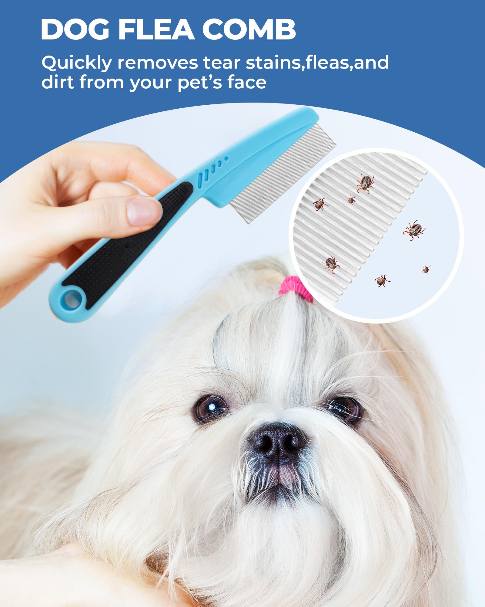 Kueiox Dog Brush For Shedding Grooming,6 Pack Long-Pin Brush Set For Long Haired Dog Cat Goldendoodles Poodles Doodles Blue