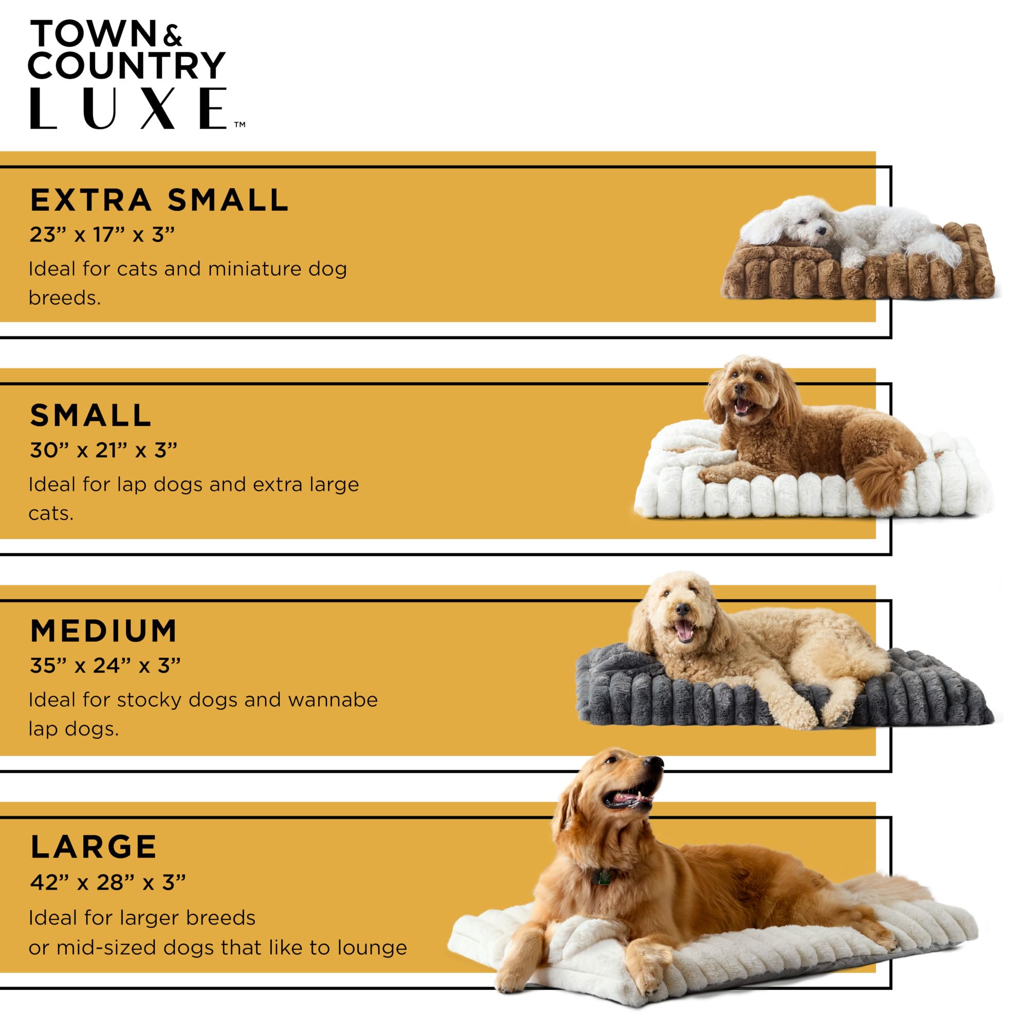 Town & Country Luxe CuddleTown Ribbed Bubble Stripe Pillow Crate Mat Pet Bed, Machine Washable Cover, Soft & Calming, Non-Slip B