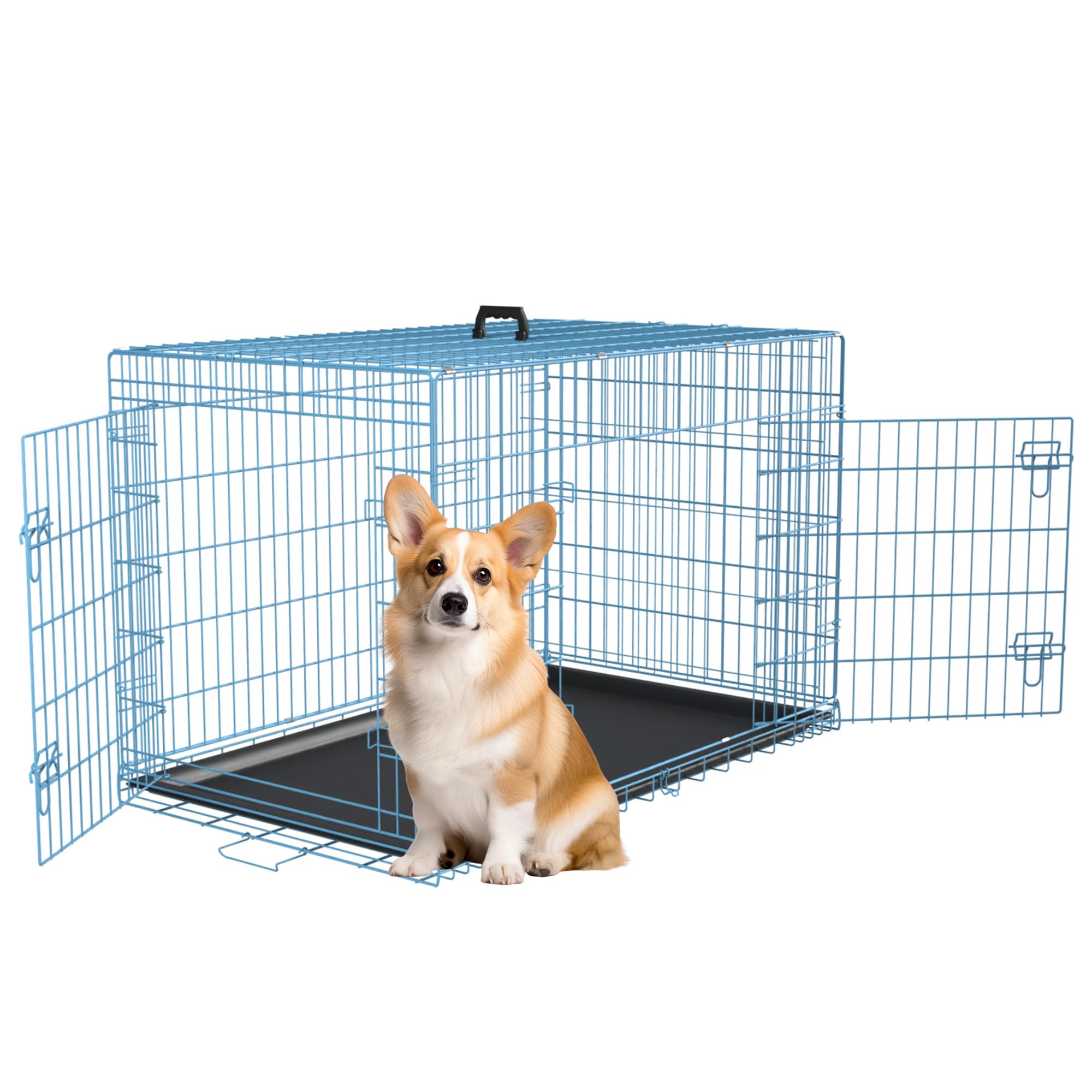 Fdw 30 Inch Dog Crate Dog Kennel Cage With Double Door Folding Metal Wire Dog Cage With Removable Tray&Divider Panel,Pet Crate F