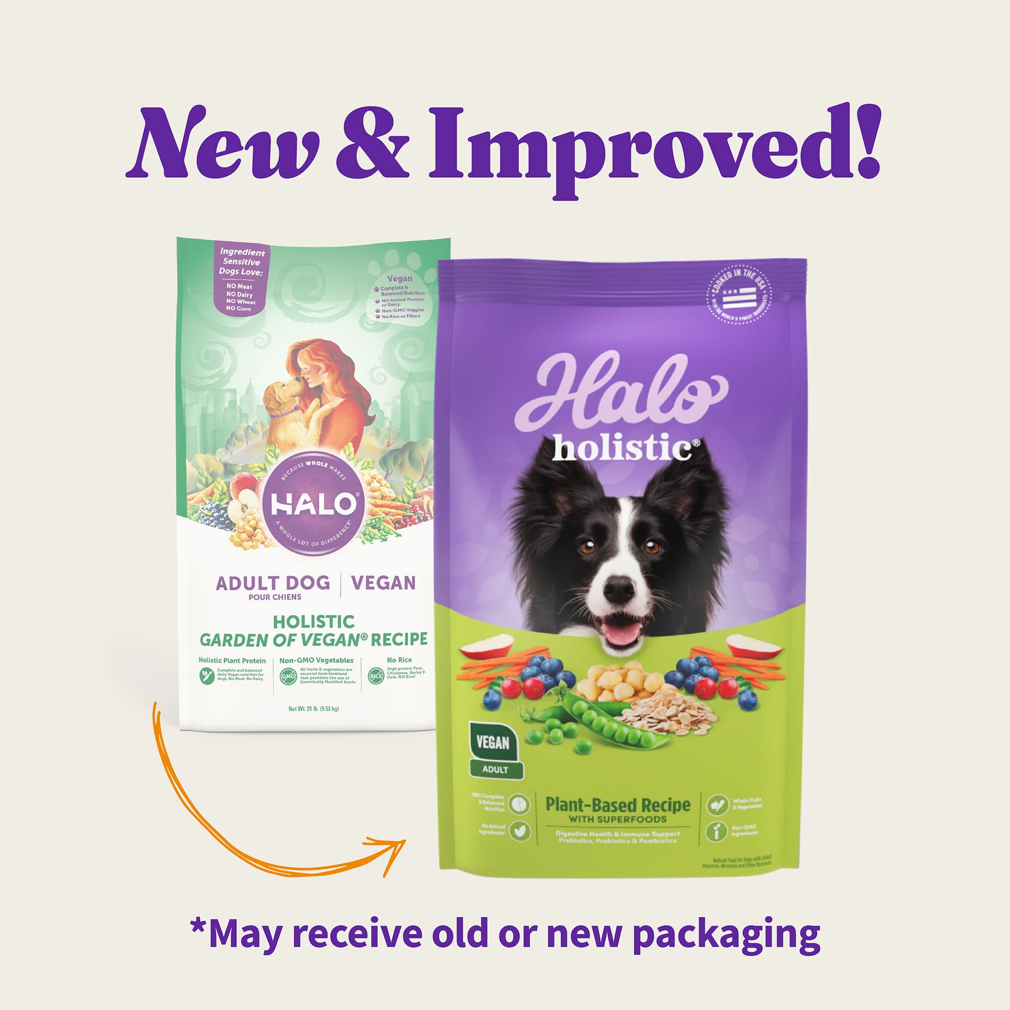 Halo Holistic Adult Dog Vegan Plant-Based Recipe with Superfoods 3.5 lb Bag