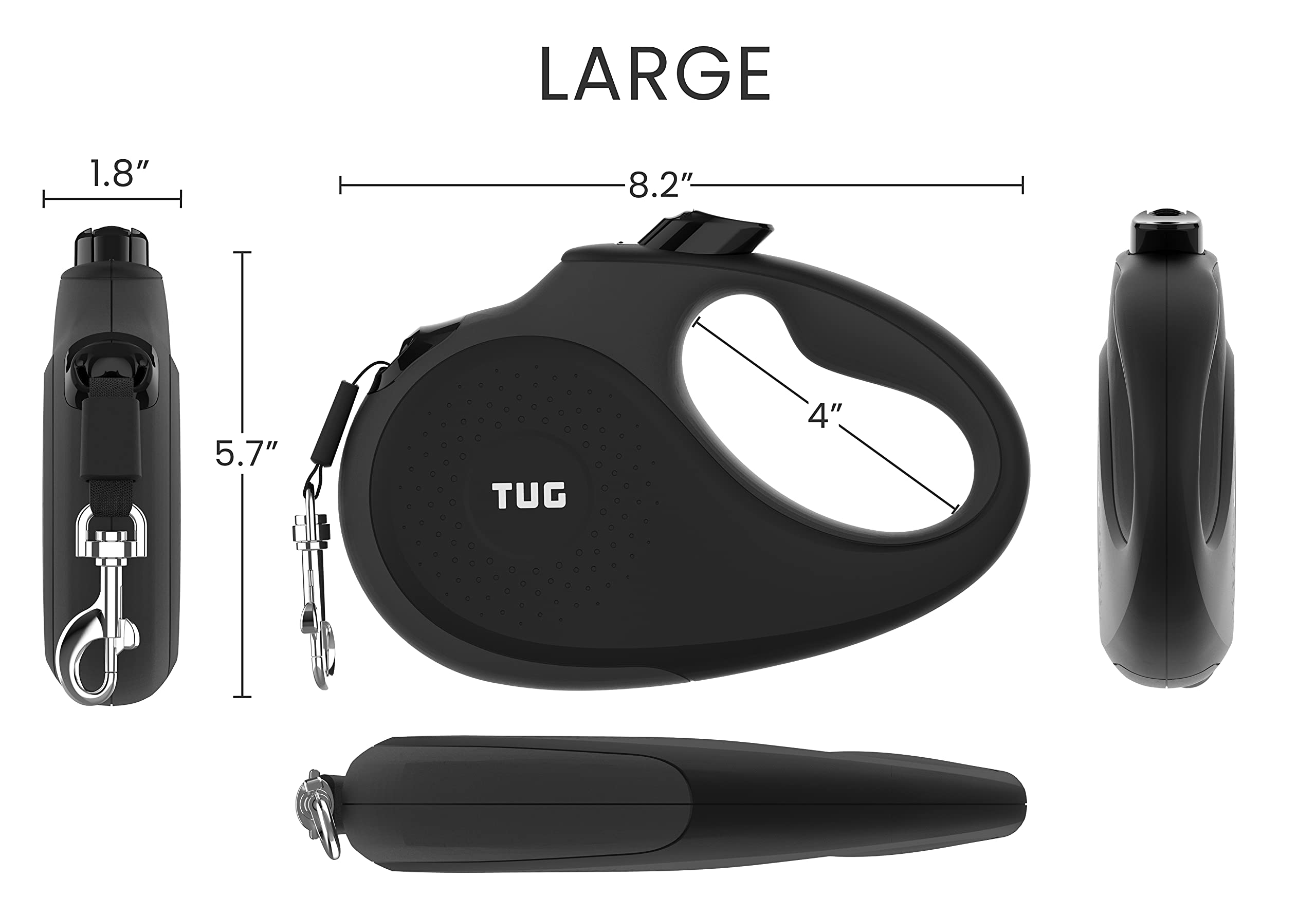Tug 360 Tangle-Free Retractable Dog Leash With Anti-Slip Handle | 16 Ft Strong Nylon Tape | One-Handed Brake, Pause, Lock (Large