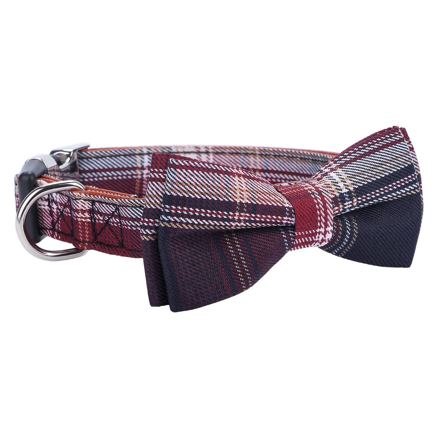 Faleela Soft &Comfy Bowtie Dog Collar,Detachable And Adjustable Bow Tie Collar,For Small Medium Large Pet (Red And White, Large(